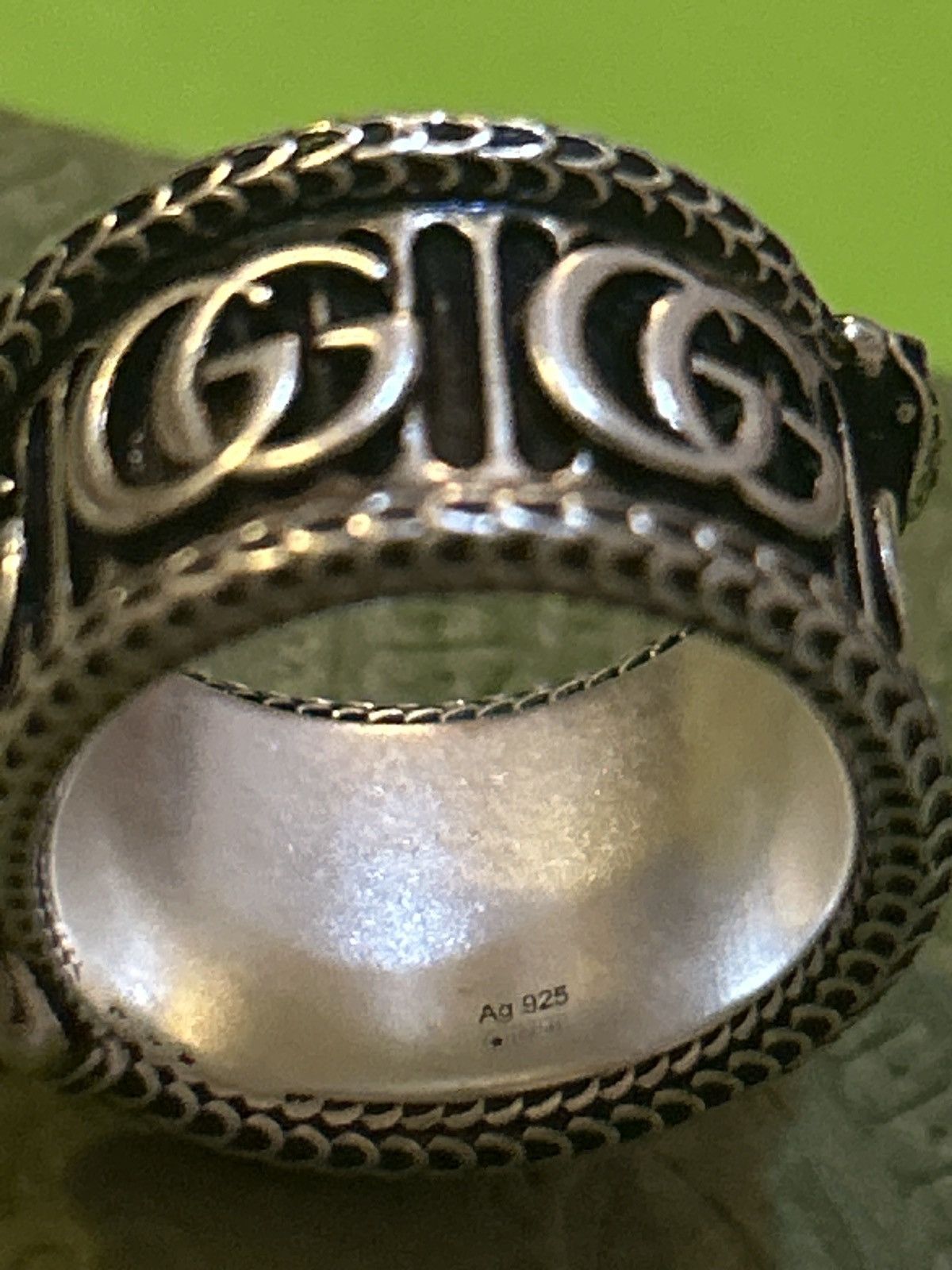 Gucci Gucci Silver Marmont Snake Ring with Double G AG925 Size ONE SIZE - 3 Thumbnail