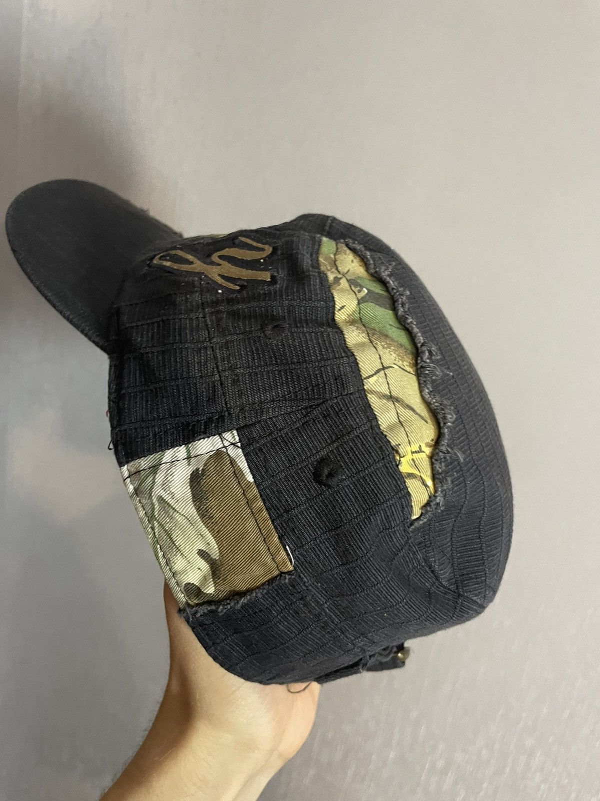 Japanese Brand Vintage Distressed New York Black Camo Army Camp Cap Size ONE SIZE - 6 Thumbnail