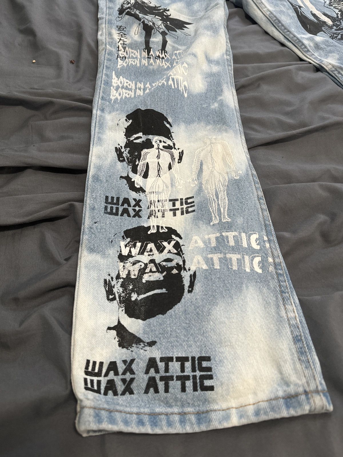 Vintage Wax Attic 1/1 Washed Denim Yu-Gi-Oh Jeans Size US 32 / EU 48 - 3 Thumbnail