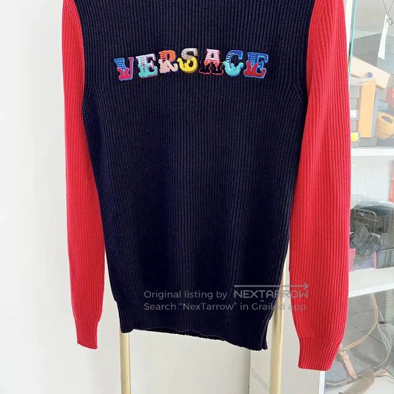 Versace Versace Men's Blue Wool Blend Long Sleeve Sweater . Size US S / EU 44-46 / 1 - 9 Thumbnail