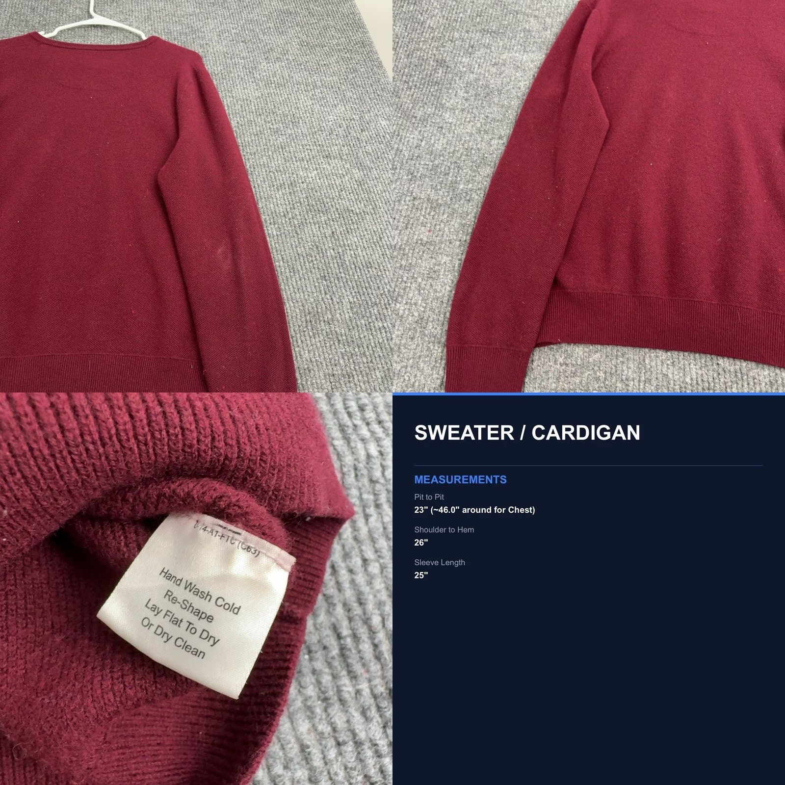 Jos. A. Bank Jos A Bank Sweater Mens L Burgundy Merino Wool Travel Tech V Neck Classic Size US L / EU 52-54 / 3 - 8 Thumbnail
