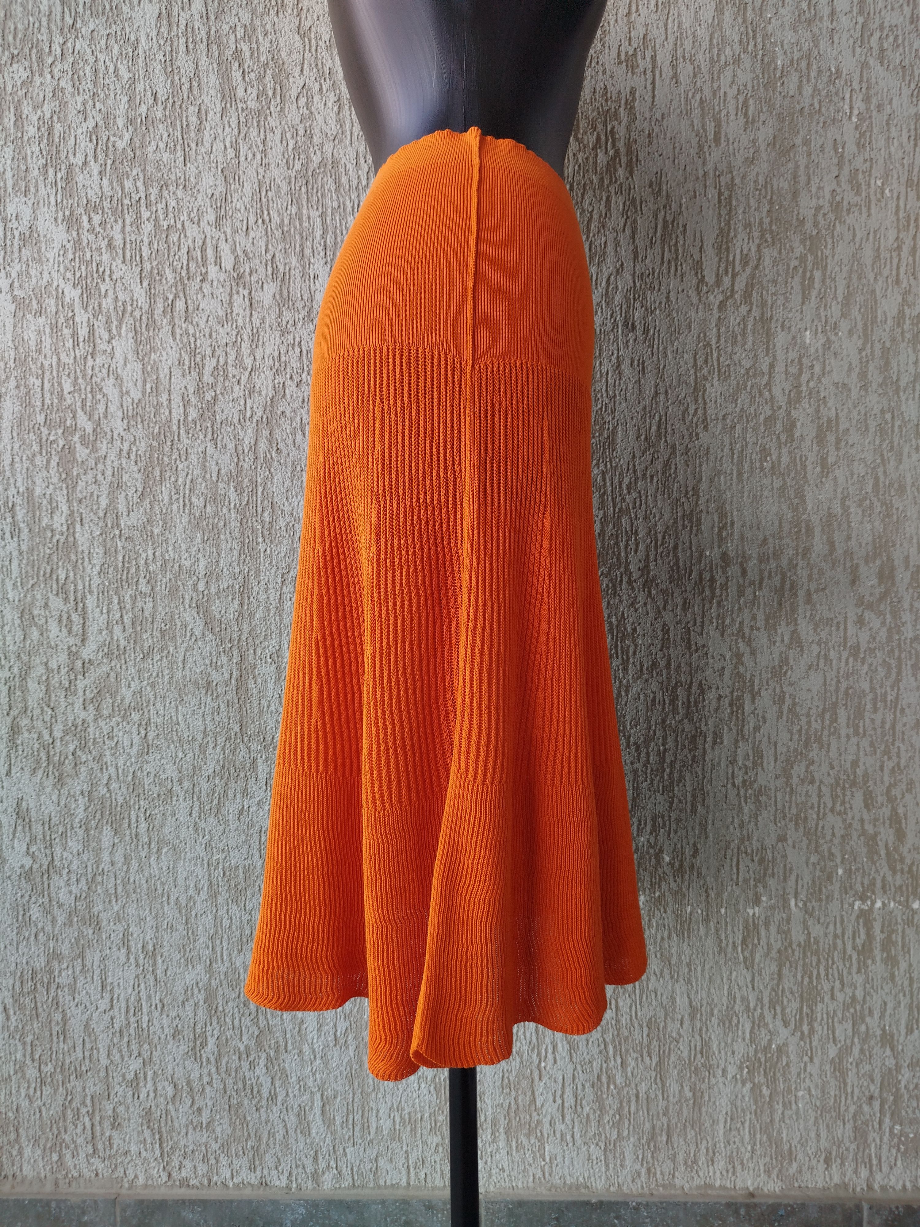 Sonia Rykiel Skirt Elastic Waist Knee Lingth Ribbed Knit Cotton Size 44 Size 32" / US 10 / IT 46 - 9 Thumbnail