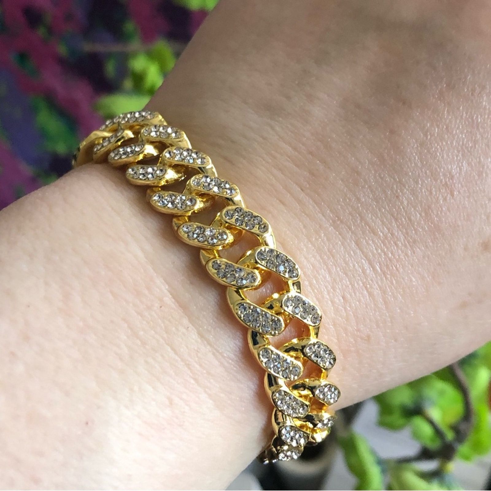 Jewelry Men’s and women’s gold plated Cuban chain link bracelet Size ONE SIZE - 8 Thumbnail