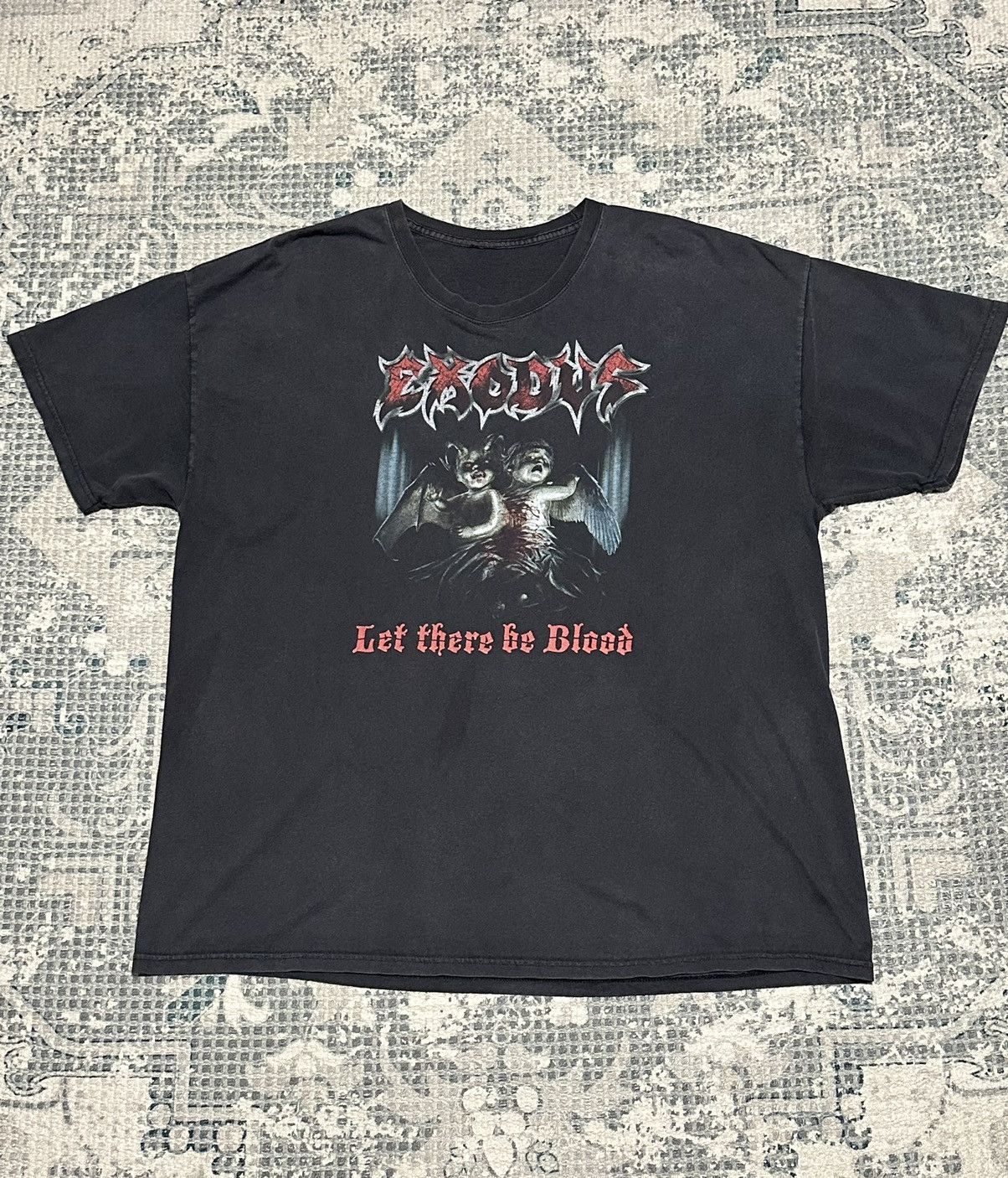 image of Vintage Exodus 'let There Be Blood' Band Shirt in Black/Red, Men's (Size Large)