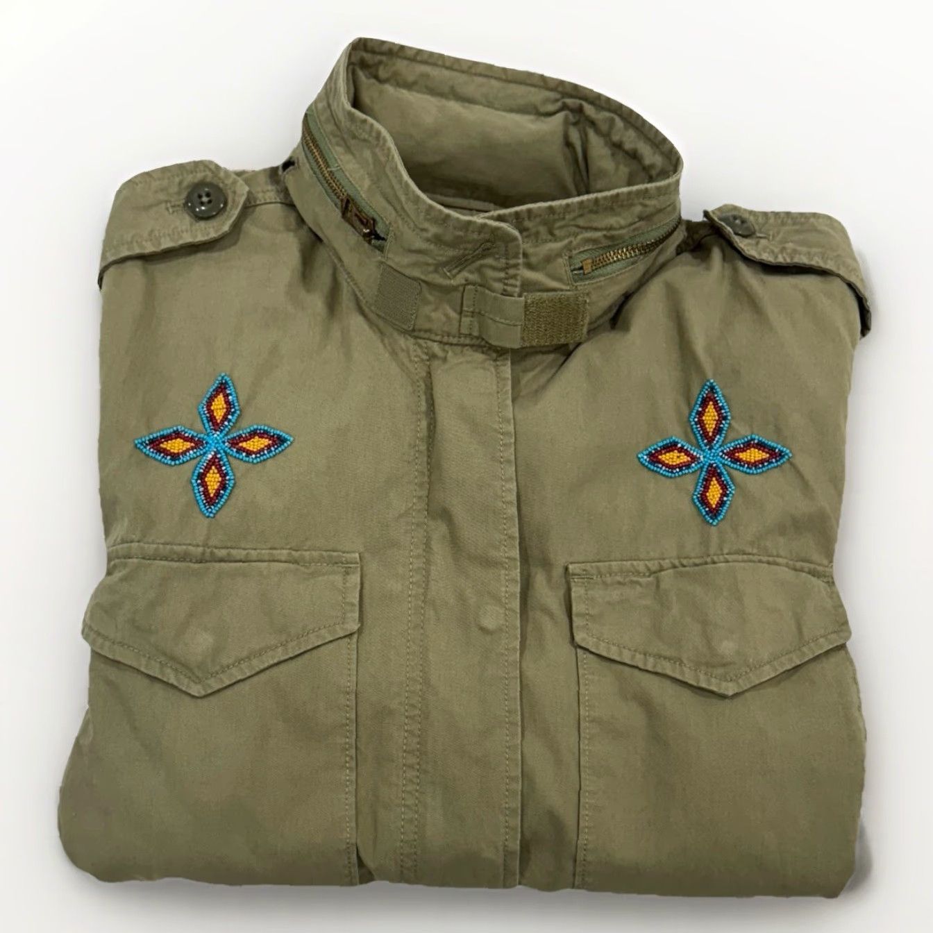Ralph Lauren VINTAGE Ralph Lauren Women’s Military M65 Field Jacket Beaded Packable Green Medium Denim & Supply Skull Womens Jacket Size L / US 10 / IT 46 - 2 Thumbnail