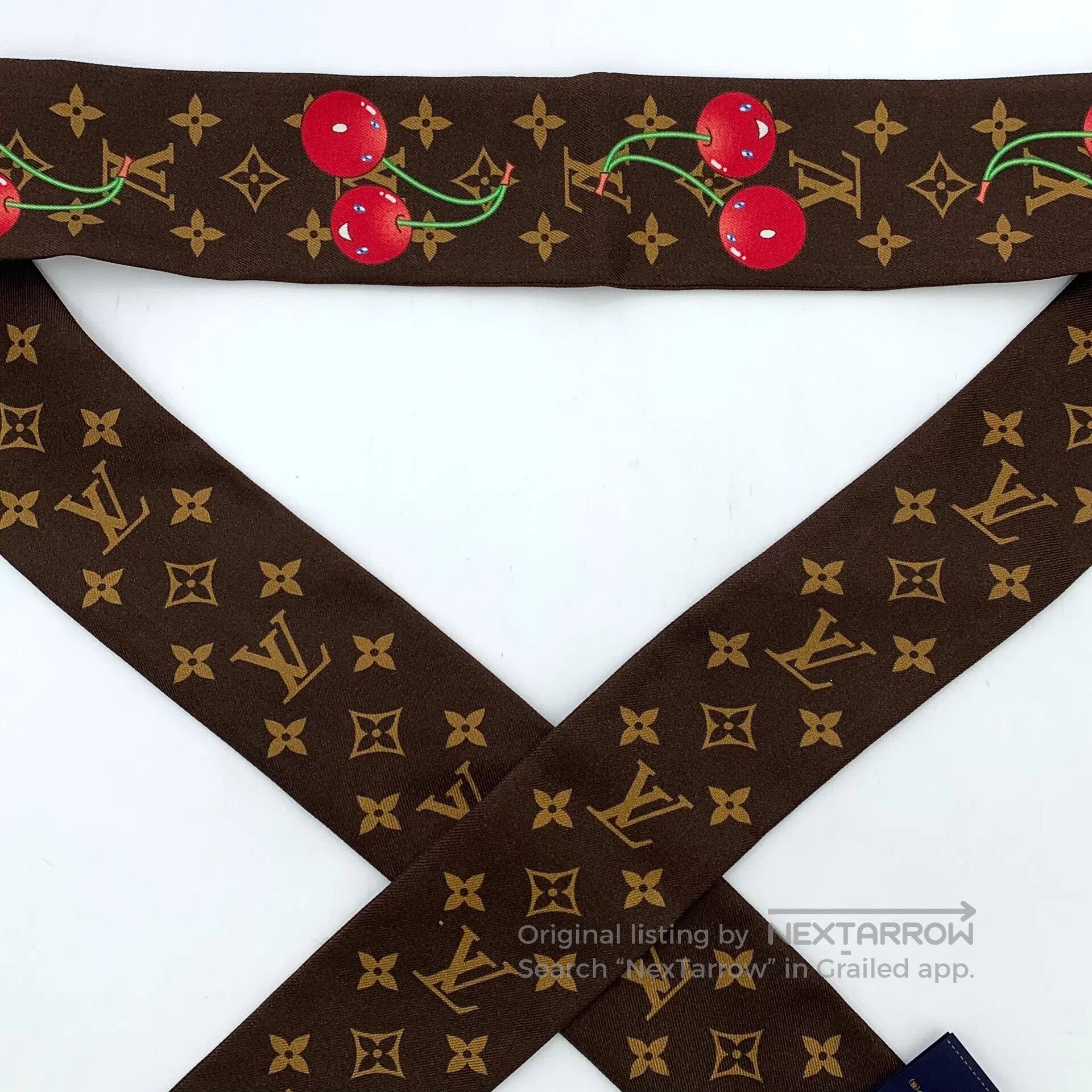 Louis Vuitton Louis Vuitton Dark Brown Logo Monogram Printed Silk Scarf| Size ONE SIZE - 3 Thumbnail