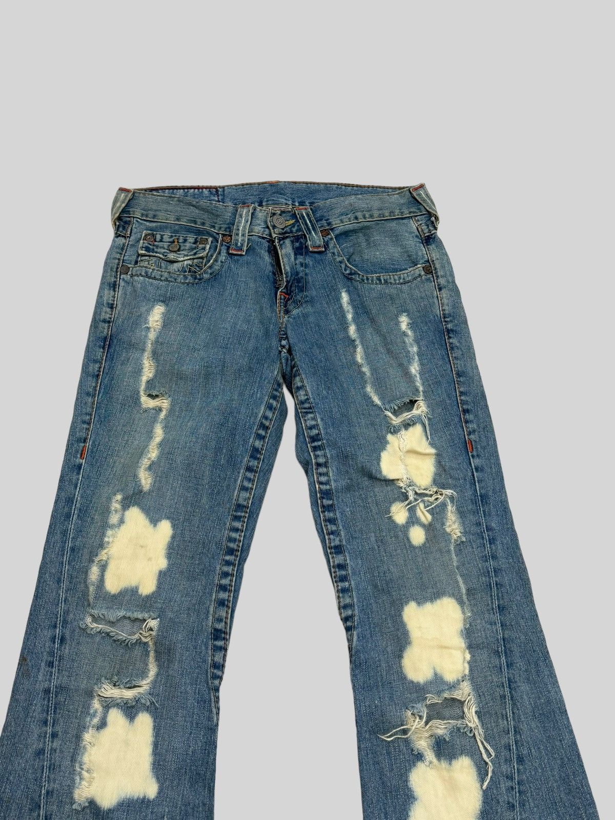 True Religion Vintage Flared TRUE RELIGION Distressed Acid Wash Denim Size US 31 - 3 Thumbnail