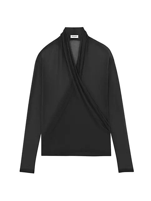 o1s1wg110724 Wrap-Over Top in Jersey in Black