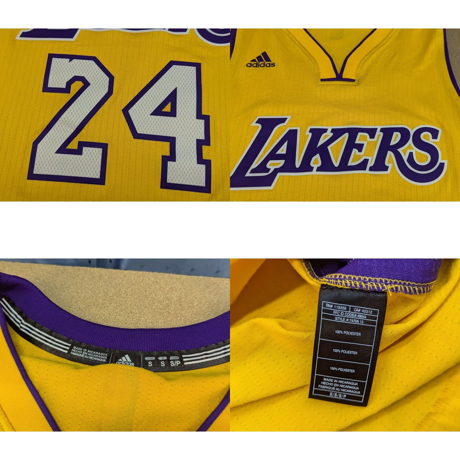 Adidas Nike Kobe Bryant 2016 Basketball Jersey Mens S Swingman adidas Yellow Short Sleeve T-Shirt Sportswear Size US S / EU 44-46 / 1 - 8 Thumbnail