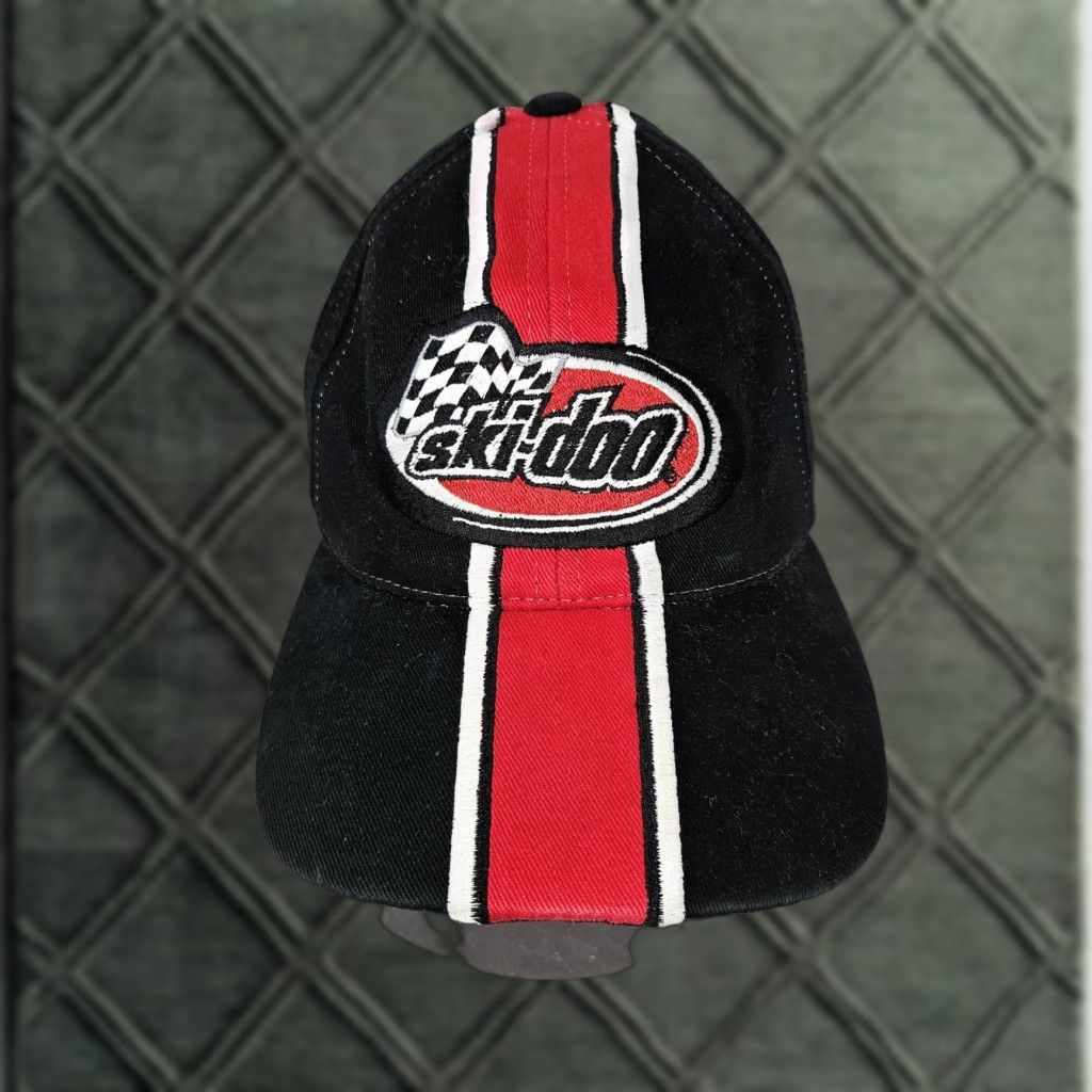Vintage Ski-Doo Hat Cap Baseball Strap Back One Size Black Mens Ski Snowmobile Cap Striped Adjustable Size ONE SIZE - 1 Thumbnail