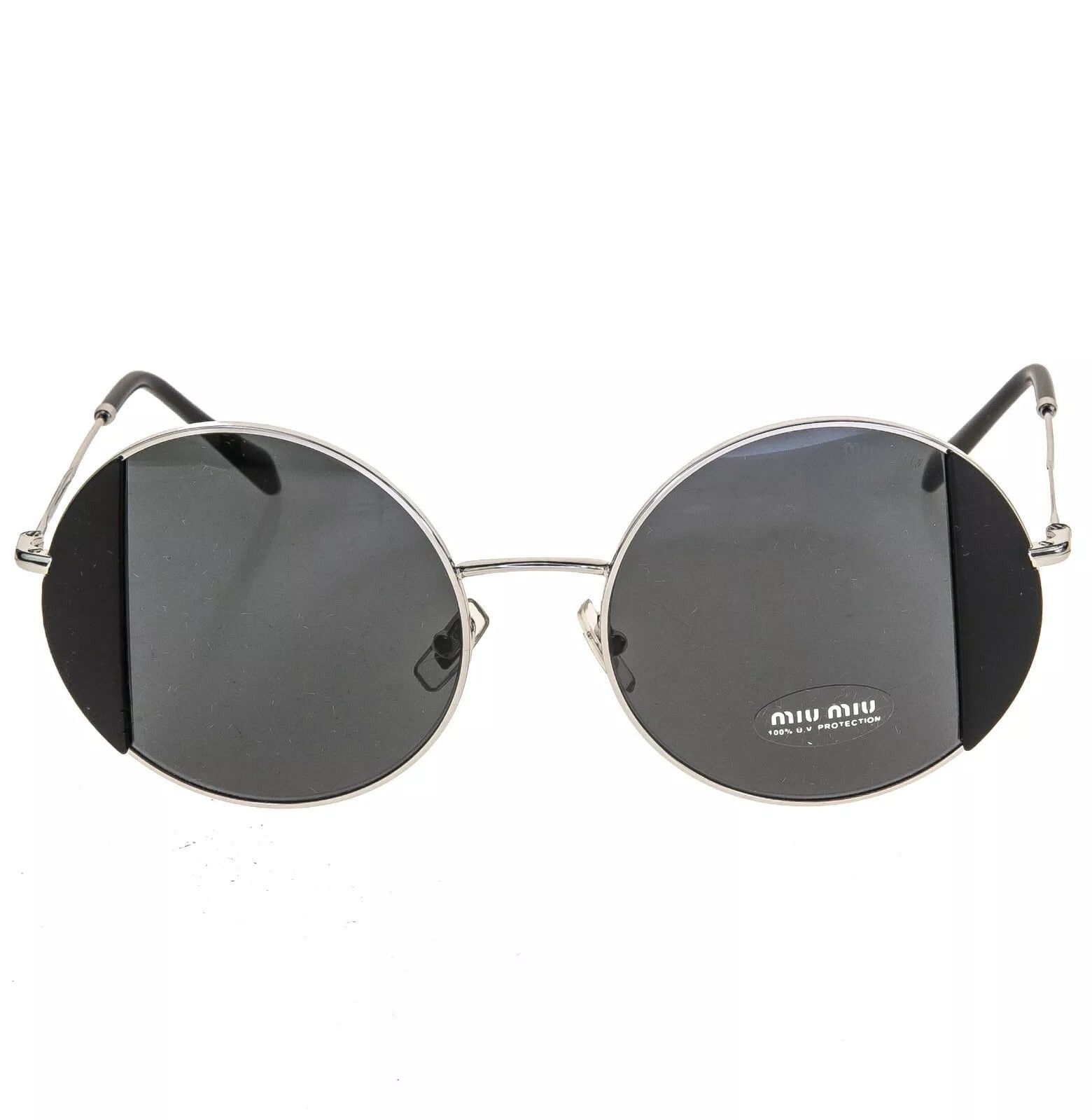 Miu Miu MIU MIU CORE MU57VS Silver Black Geometric Round Metal 57V Size ONE SIZE - 8 Thumbnail