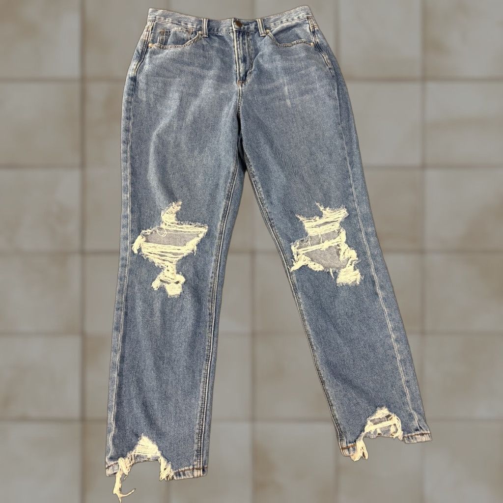 American Eagle Outfitters American Eagle Outfitters Jeans Womens 8 Mom Blue Light Wash Distressed Denim Pants 90s Vintage N/A Size 30" / US 8 / IT 44 - 1 Thumbnail
