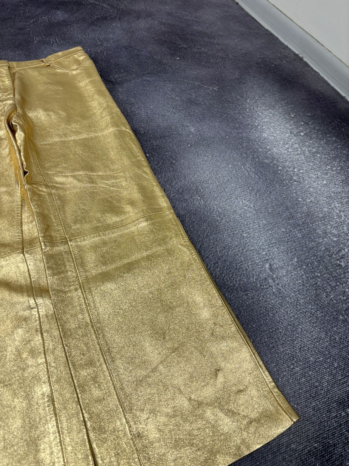 Sandro Sandro Paris NWT Women’s Metallic Gold Lamb Leather Pants Size 30" / US 8 / IT 44 - 4 Thumbnail