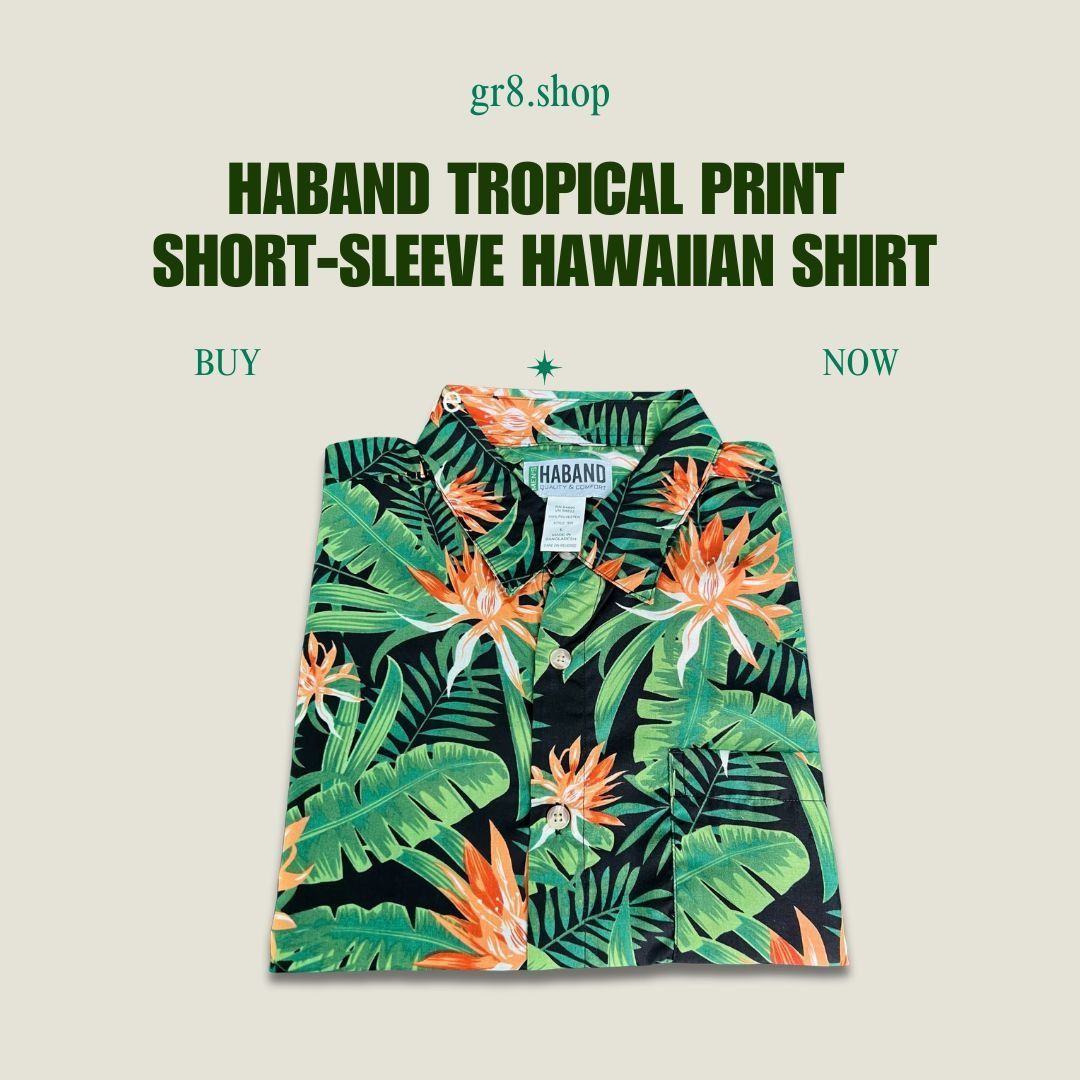 Haband HABAND Mens Tropical Print Short-Sleeve Hawaiian Shirt Size Size US L / EU 52-54 / 3 - 1 Thumbnail