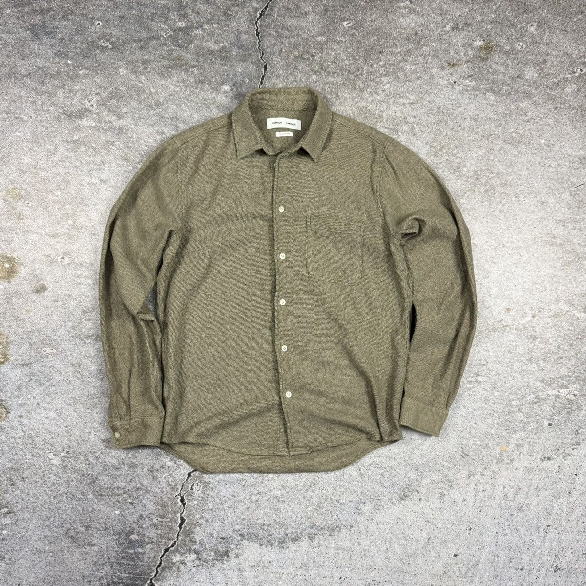 Samsoe Samsoe Samsøe Samsøe Liam NF Shirt – Dark Olive Melange – Size M Size US M / EU 48-50 / 2 - 1 Thumbnail