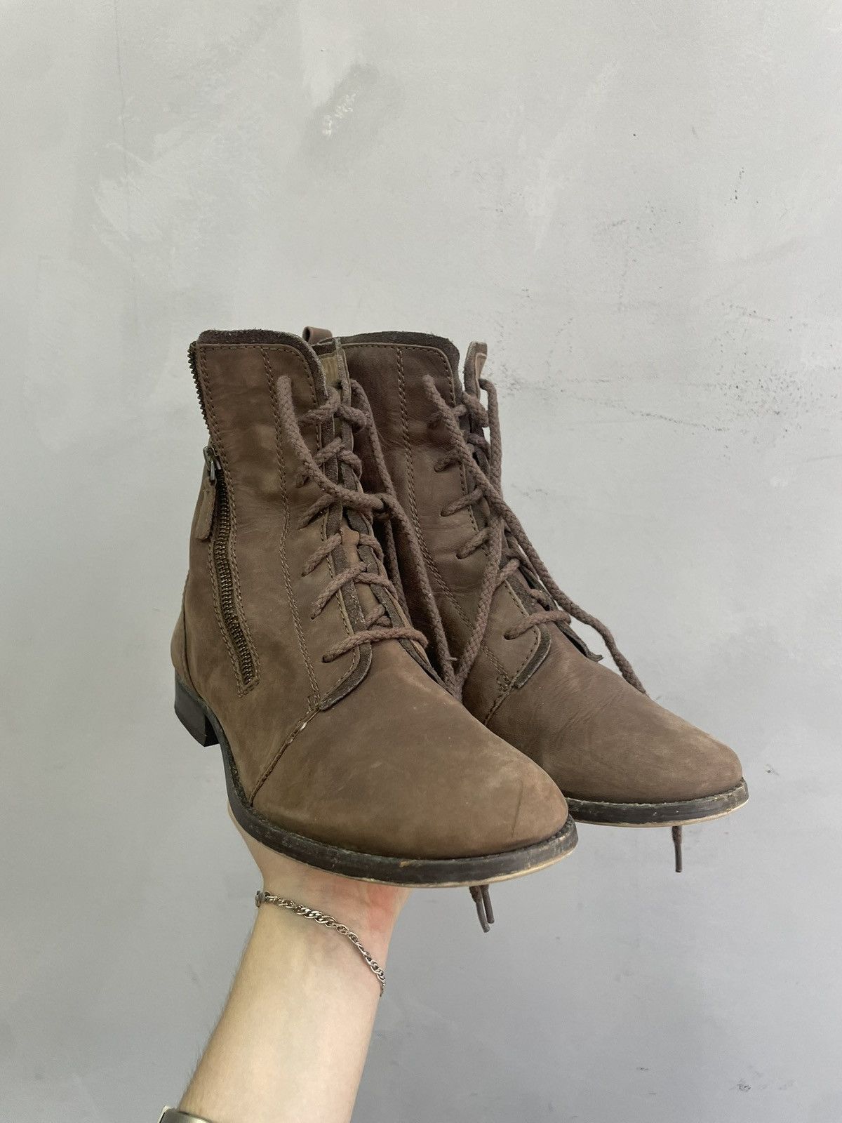 Ankle combat boots A.S. 98 style brown military zipper style