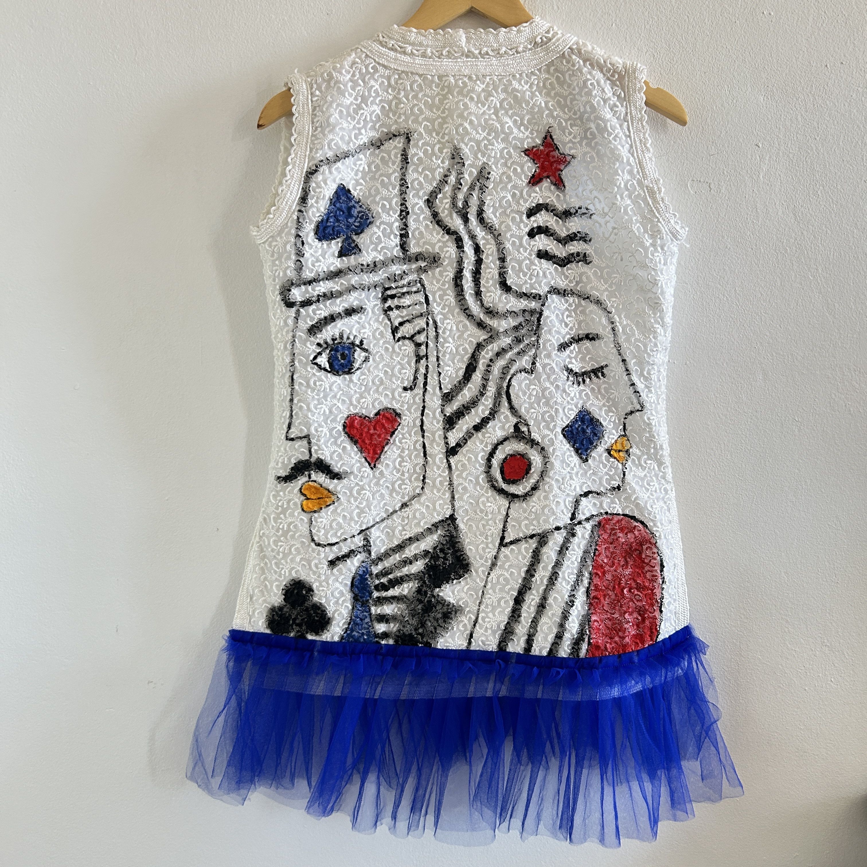 Custommade Hand Painted Playing Card Embroidered Tulle Vest Size M / US 6-8 / IT 42-44 - 9 Thumbnail