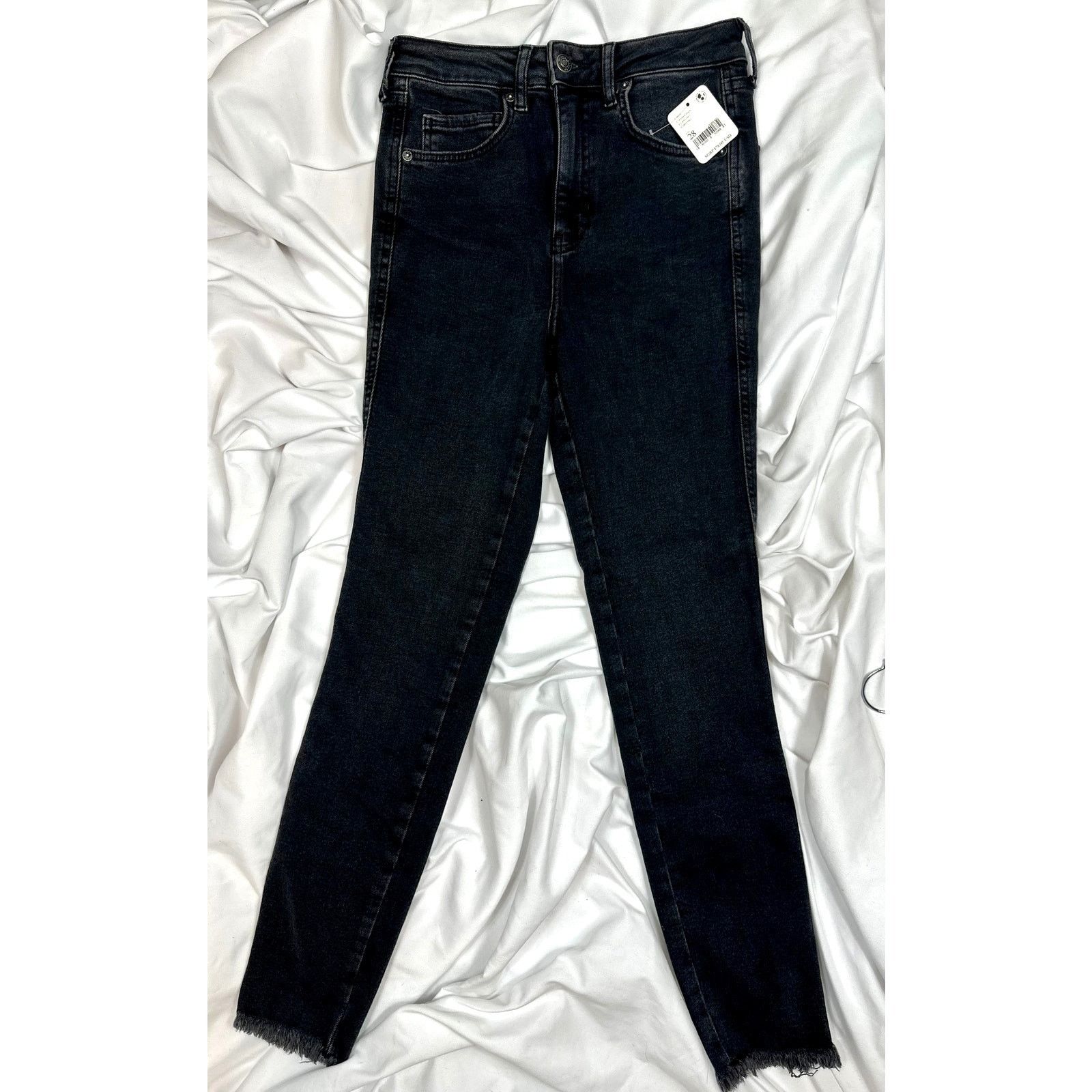Free People Free People High Rise Raw Hem Skinny Jeans Black 30 Size 30" / US 8 / IT 44 - 6 Thumbnail