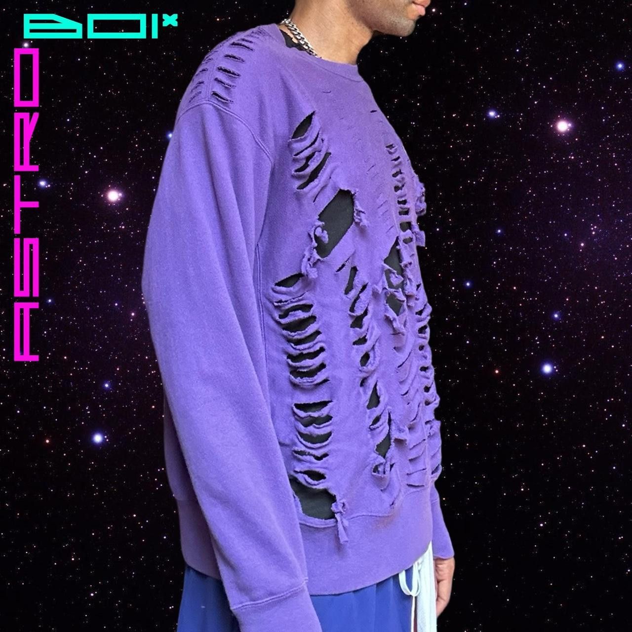 Champion ASTROBOI* X CHAMPION PURPLE GRUNGE RIPPED SWEATSHIRT _ XL Size US XL / EU 56 / 4 - 3 Thumbnail