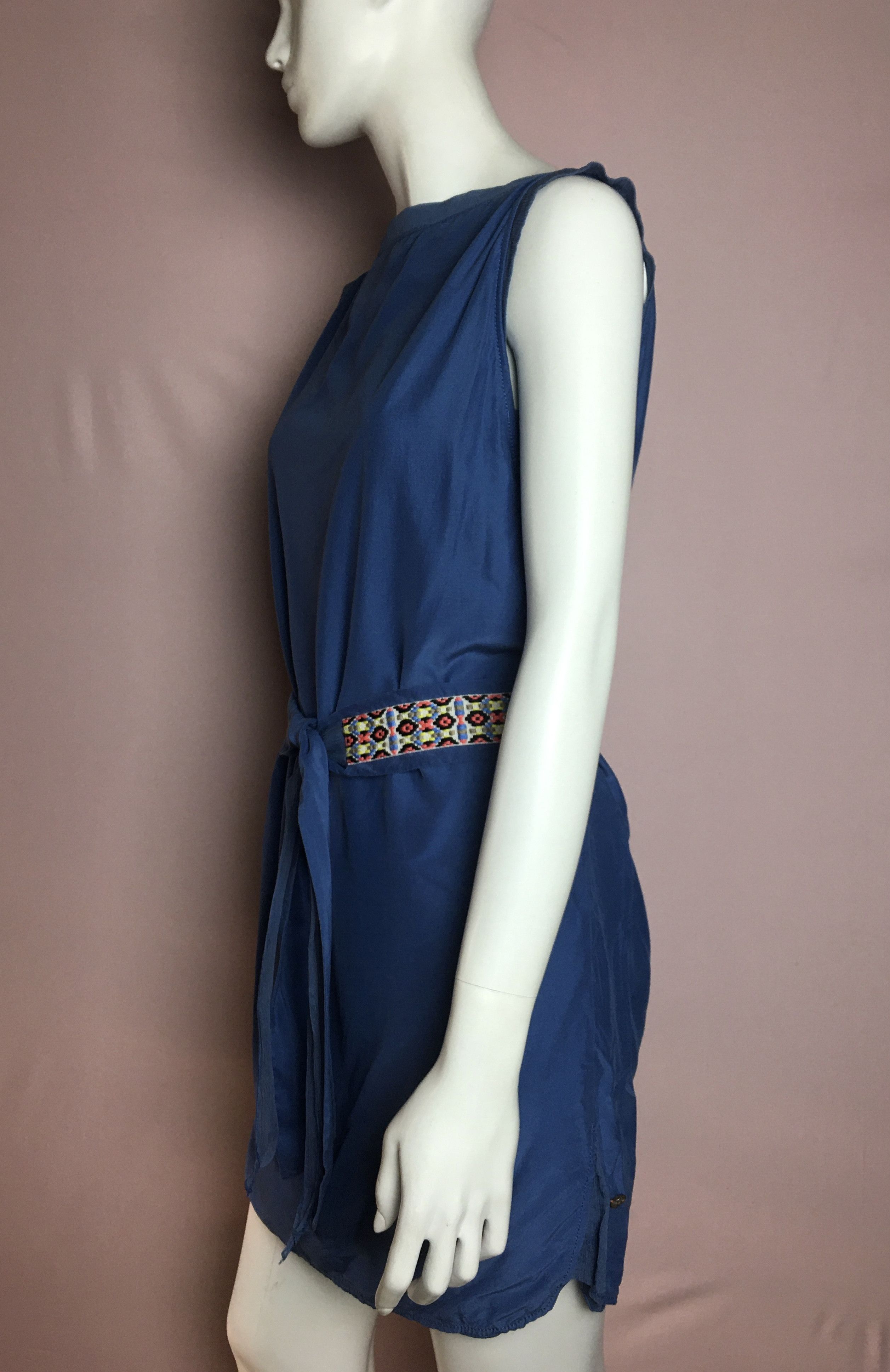 Hugo Boss Hugo Boss Silk Belted Dress Blue Size S / US 4 / IT 40 - 3 Thumbnail