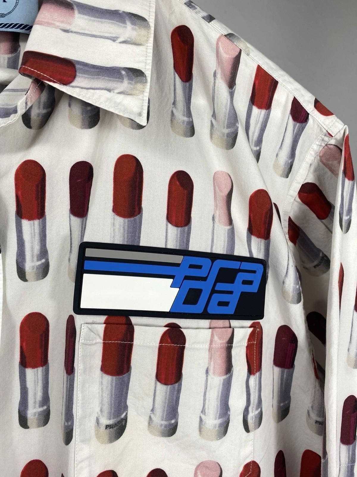 Prada Prada Double Logo Lipstick Button Short Sleeve Shirt FW18 Size 36R - 4 Thumbnail