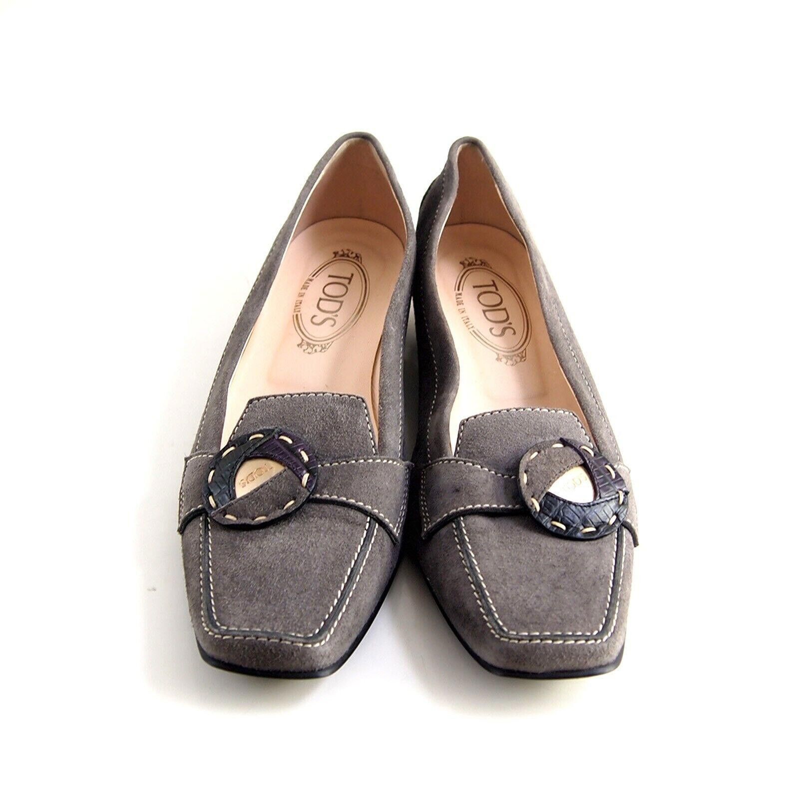 Tod's Tod's Flats Pumps Gray Suede Womens 38.5 US 8.5 $520 Size US 8.5 / IT 38.5 - 4 Thumbnail