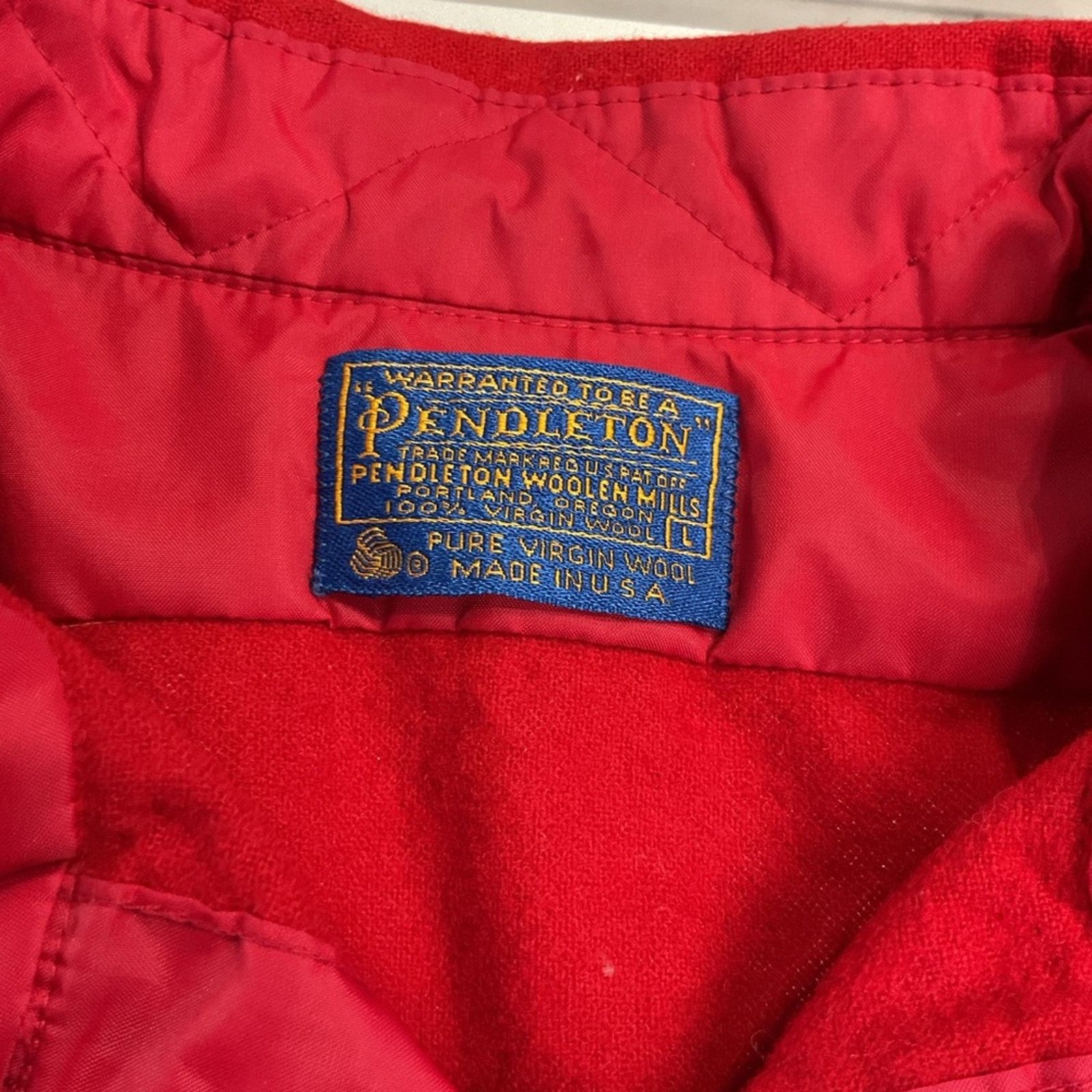 Pendleton 1960s /1970s Pendleton Red Wool Shirt Jacket Elbow Patch Size US L / EU 52-54 / 3 - 3 Thumbnail