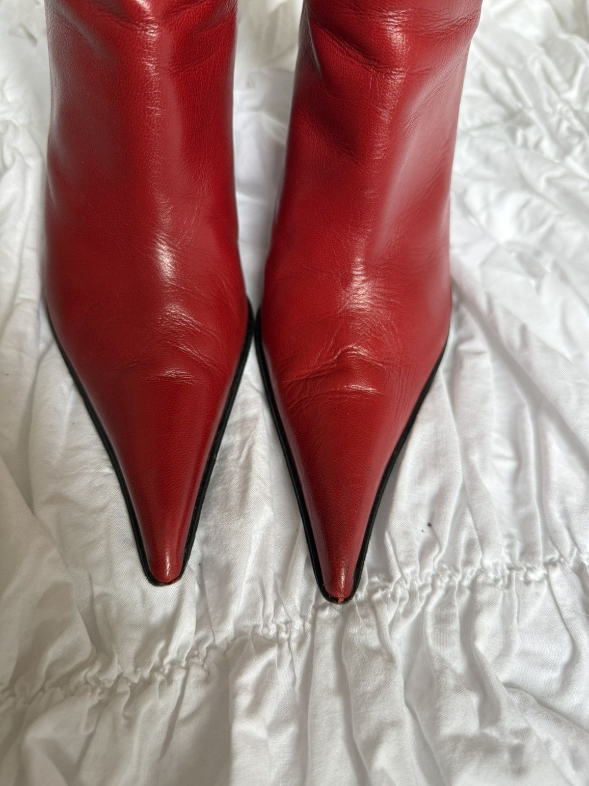 Other Red leather vintage stilettos boots Size US 7 / IT 37 - 3 Thumbnail