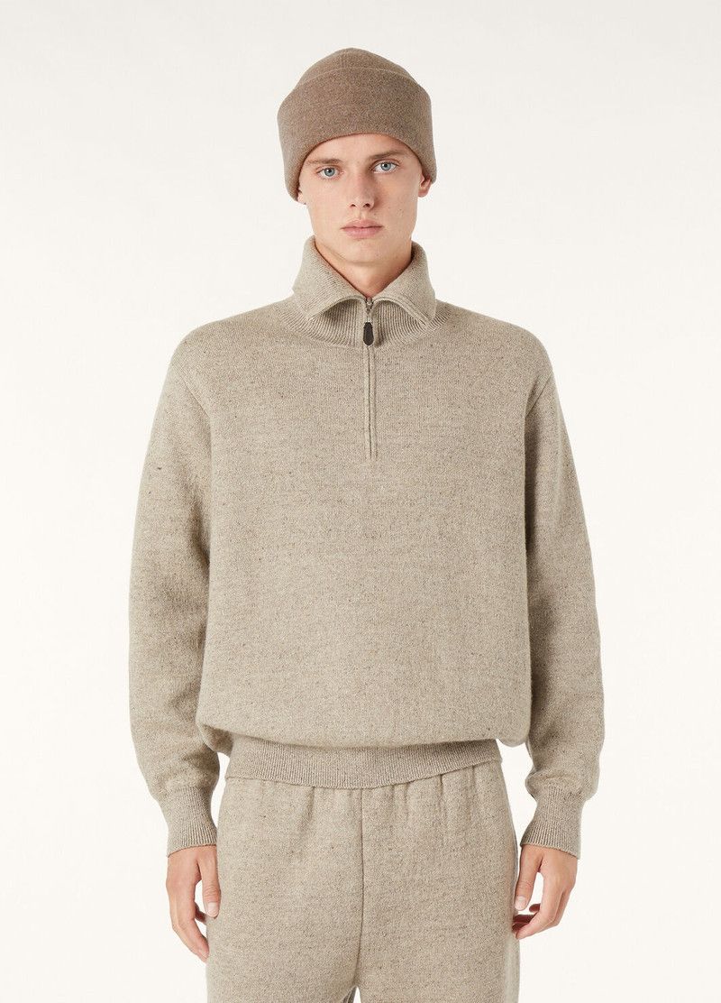 Loro Piana o1w1db10126 FAO9777 Feriolo Half-Zip Sweater in Beige Size US M / EU 48-50 / 2 - 2 Thumbnail