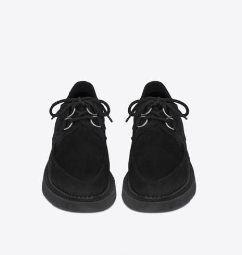 image of Saint Laurent Paris Oc11Z0124 Teddy Derbies In Suede In Black Shoes, Men's
