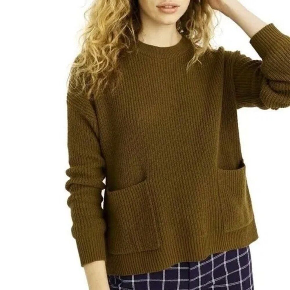Madewell MADEWELL Patch Pocket Olive Sweater Size XS Size XS / US 0-2 / IT 36-38 - 1 Thumbnail