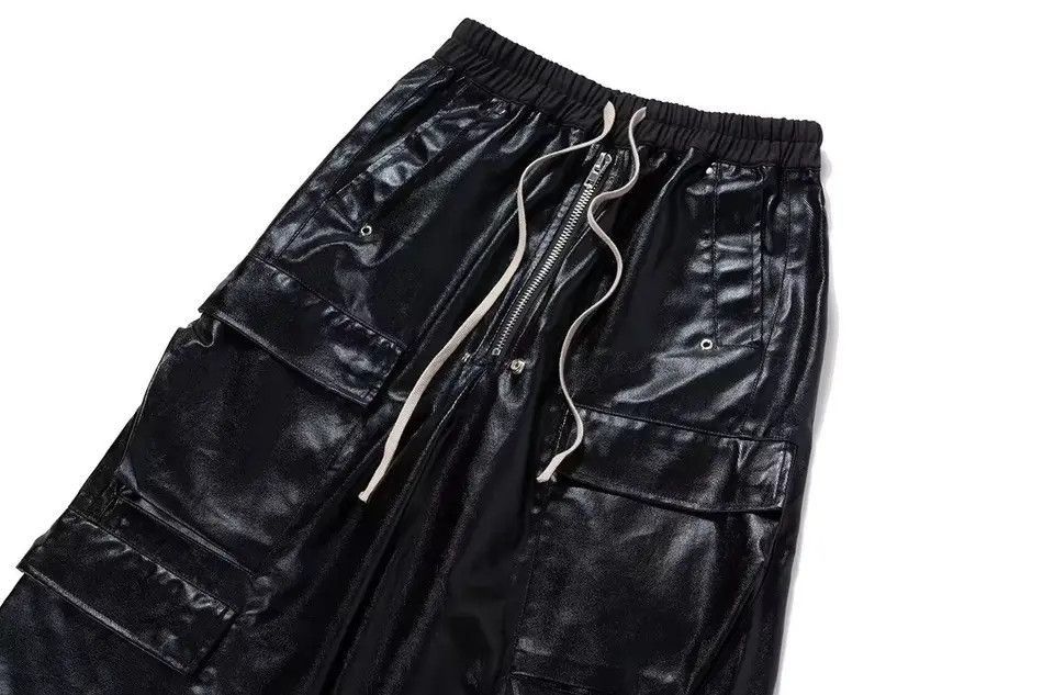 Japanese Brand Streetwear Baggy PU Leather Jeans Pants Size US 33 - 5 Thumbnail