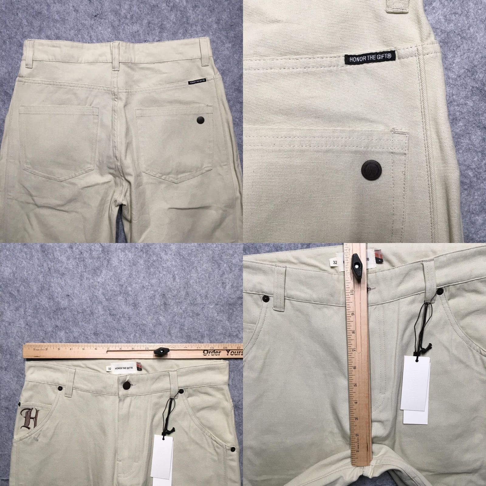 Honor the Gift Honor The Gift Pipeline Ankle Pant Mens 32 Beige Canvas Embroidered H Logo Pants Regular 28 Inseam Straight Casual Pants Mens Size US 32 / EU 48 - 9 Thumbnail