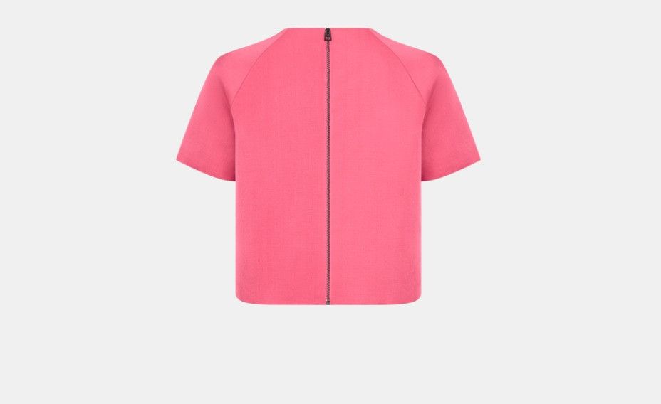 Dior o1w1db10824 Wool & Silk Short-Sleeved Top in Pink Size M / US 6-8 / IT 42-44 - 2 Thumbnail