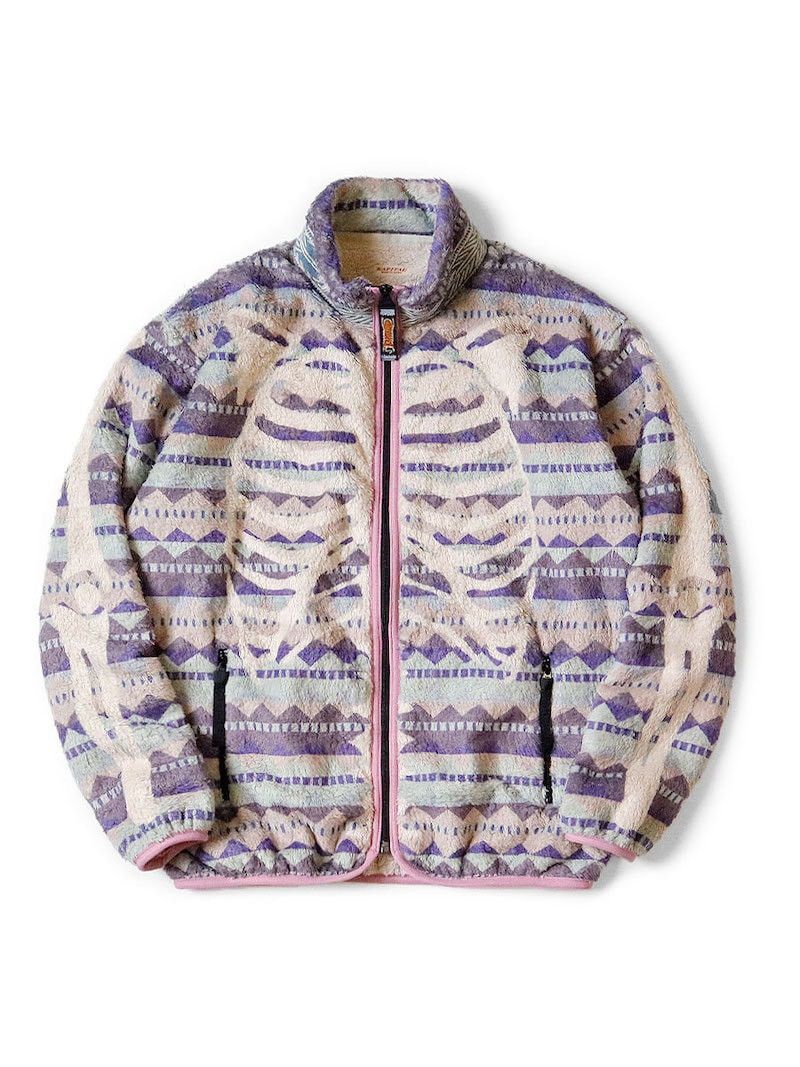 Kapital KAPITAL Ashland Stripe & Bone Pattern Fleece Zip Blouson Size US L / EU 52-54 / 3 - 1 Thumbnail