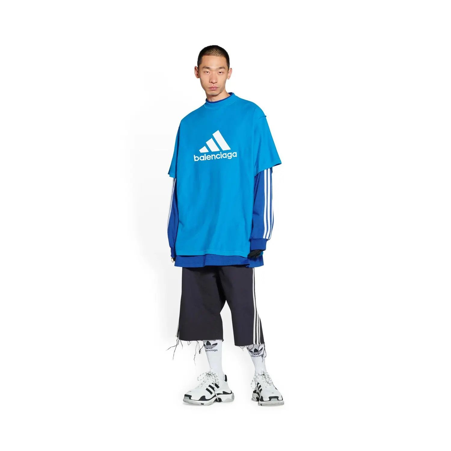 Adidas × Balenciaga o1w1db10824 T-Shirt Oversized in Blue Size US L / EU 52-54 / 3 - 2 Thumbnail