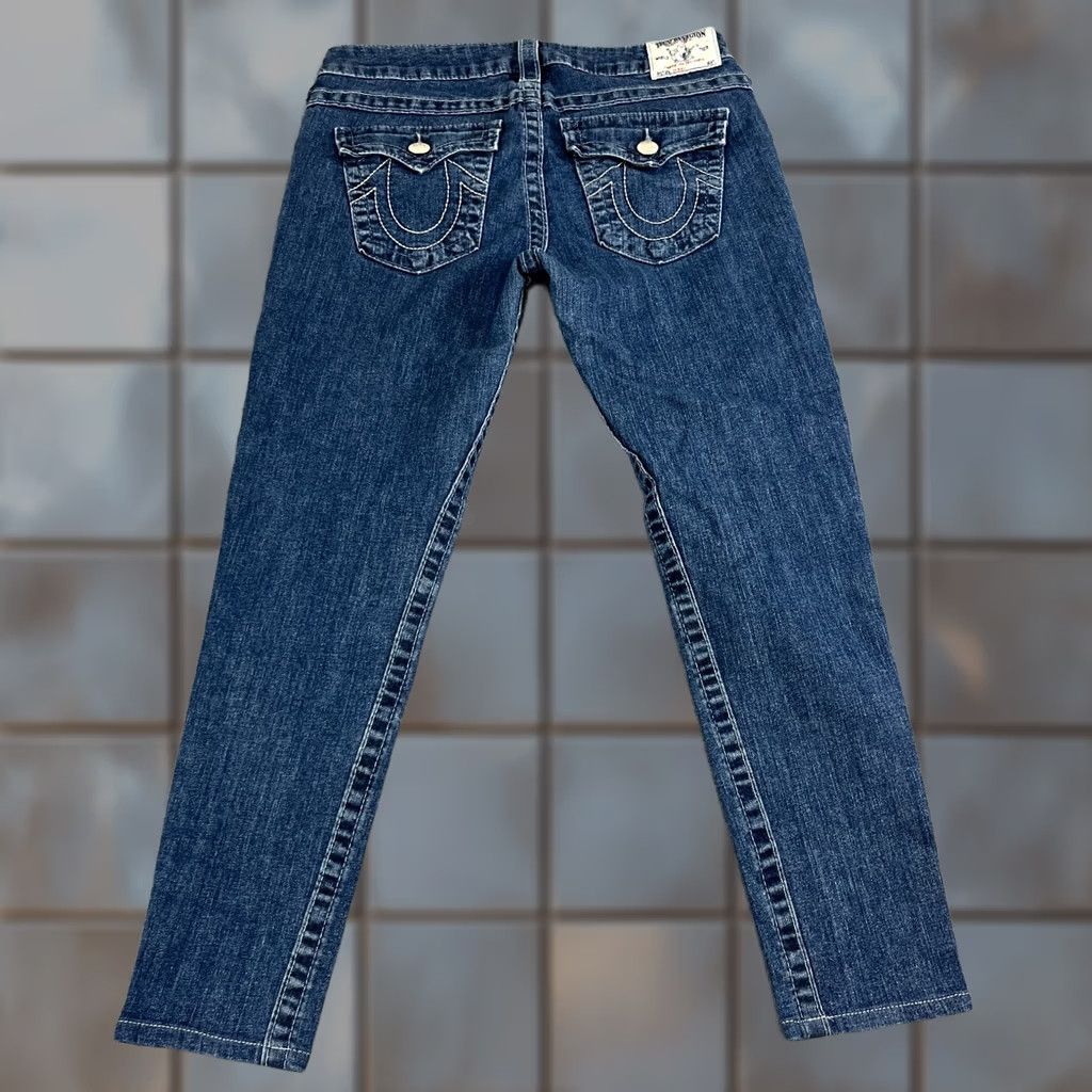 True Religion True Religion Jeans Skinny Low-Rise 30 26 UK12 Blue Floral Pocket Cathedral Denim Women Slim 5-Pocket Size 34" / US 12 / IT 48 - 1 Thumbnail