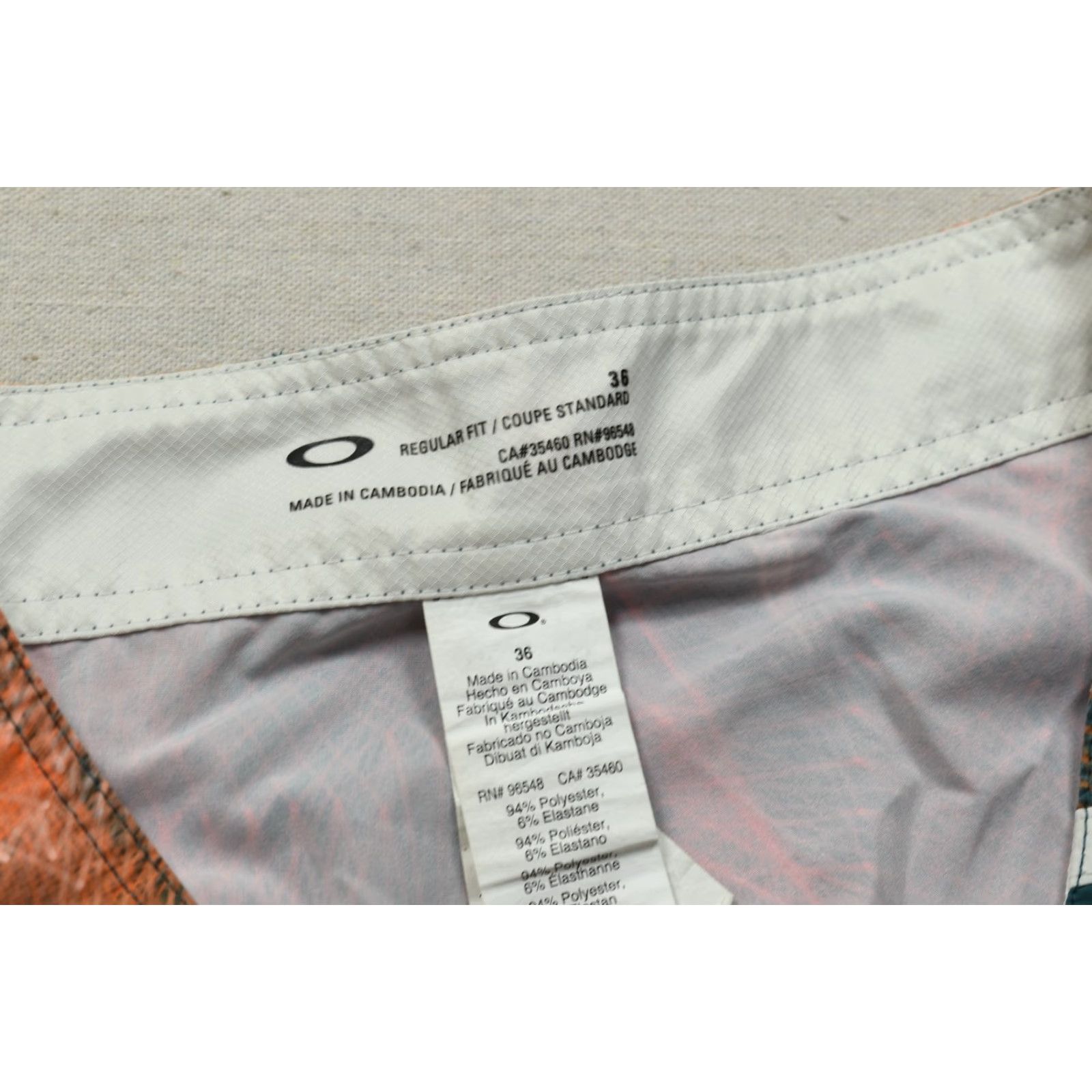 Oakley Oakley Mens Board Shorts 36 Regular Teal Orange Geometric Print Bermuda Swim Trunks Pockets Size US 36 / EU 52 - 7 Thumbnail