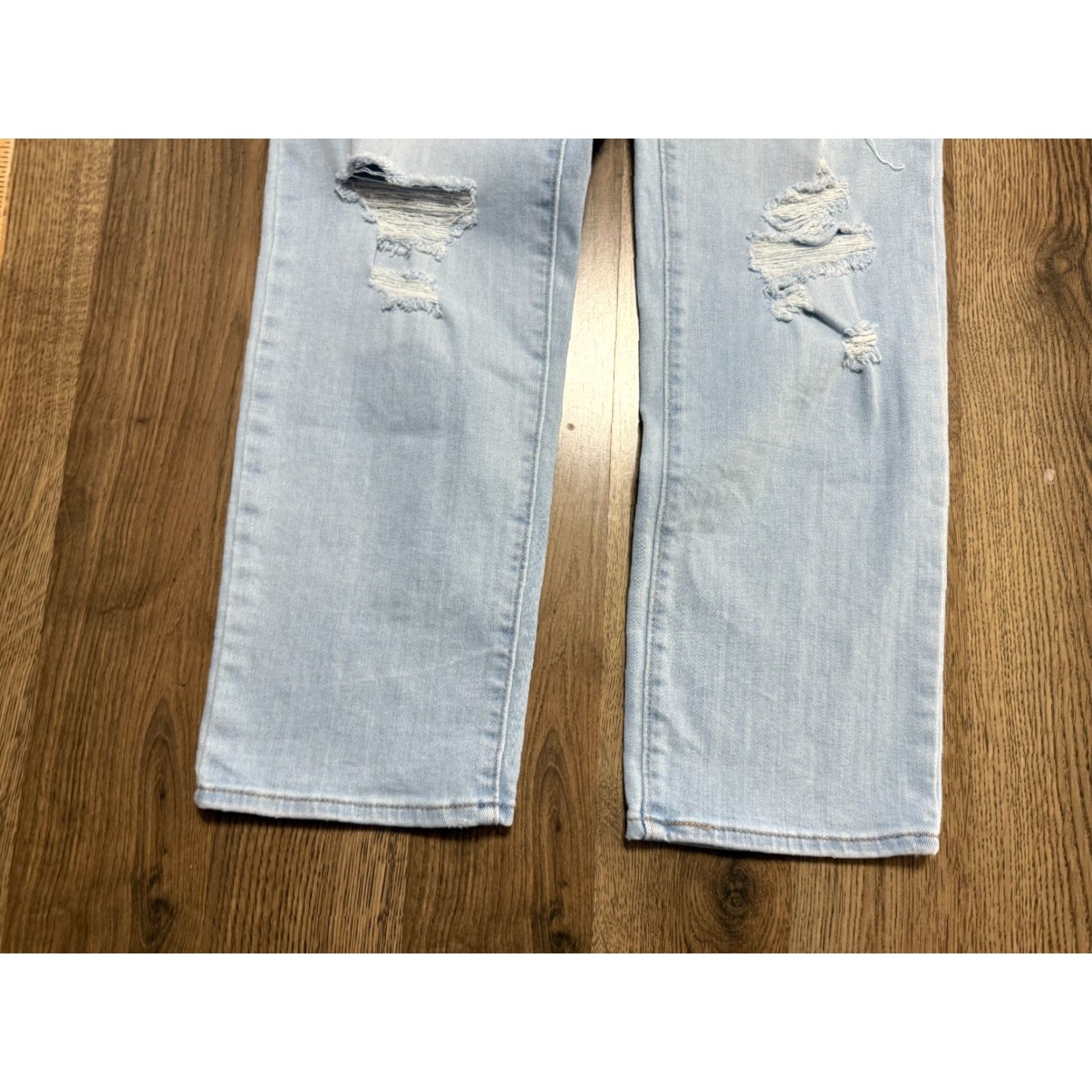 Levi's Levi's Jeans Women's Size 29 Blue Denim High Rise Straight Crop Distressed Jeans Size 29" - 3 Thumbnail