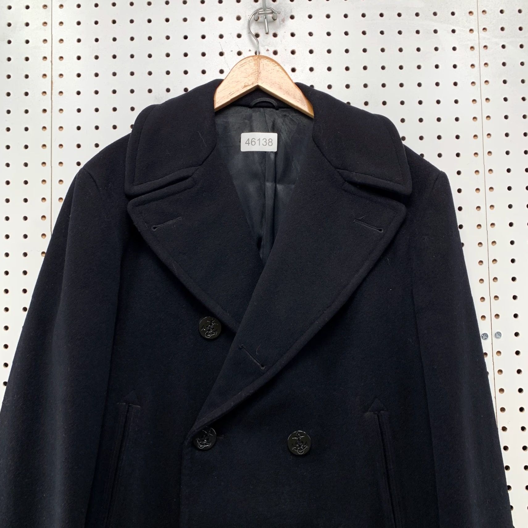 Doublet VINTAGE US Navy Peacoat Mens 42 Black Double Breasted Wool Coat Size US XS / EU 42 / 0 - 3 Thumbnail