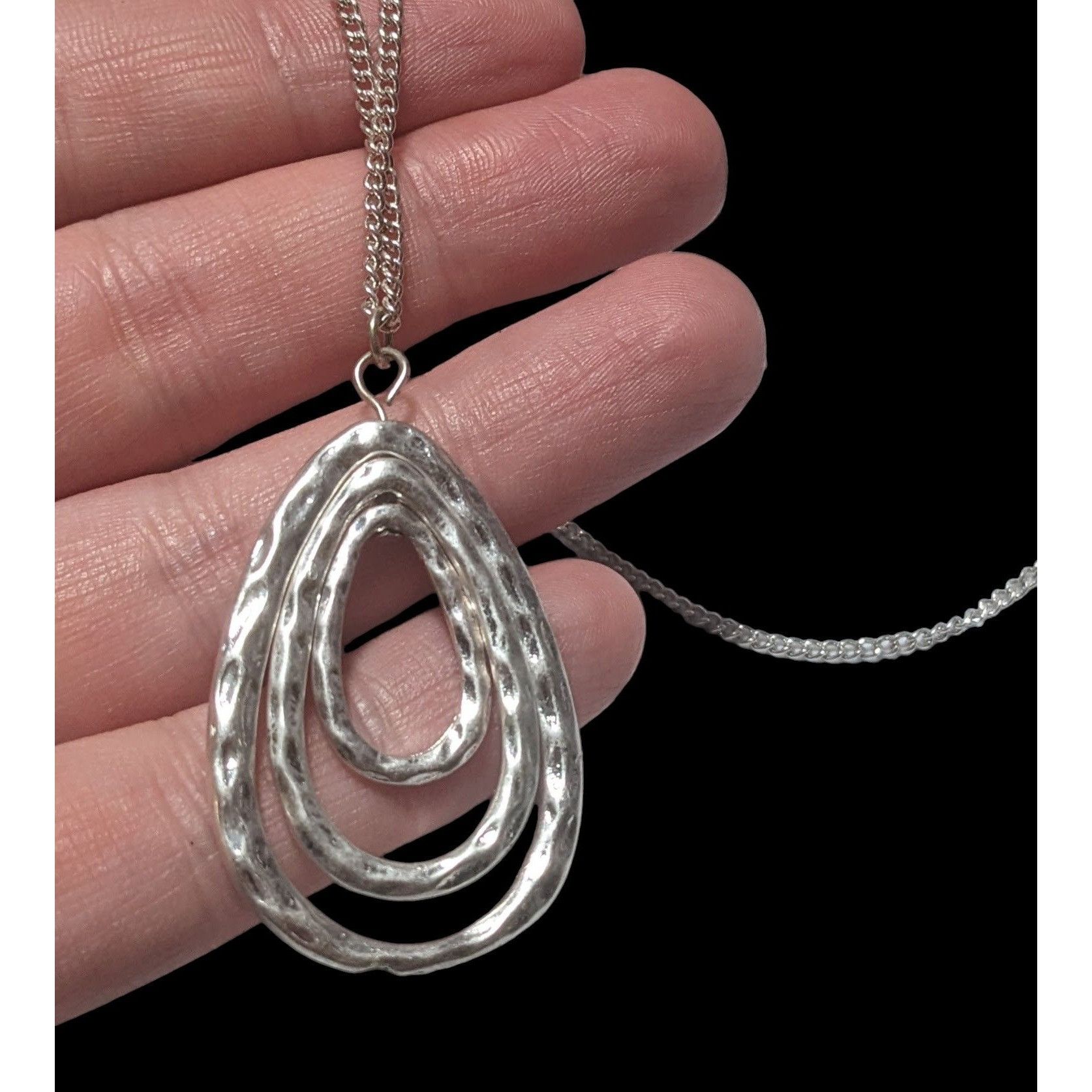 Other Silver Hammered Teardrop Pendant Necklace Size ONE SIZE - 5 Thumbnail