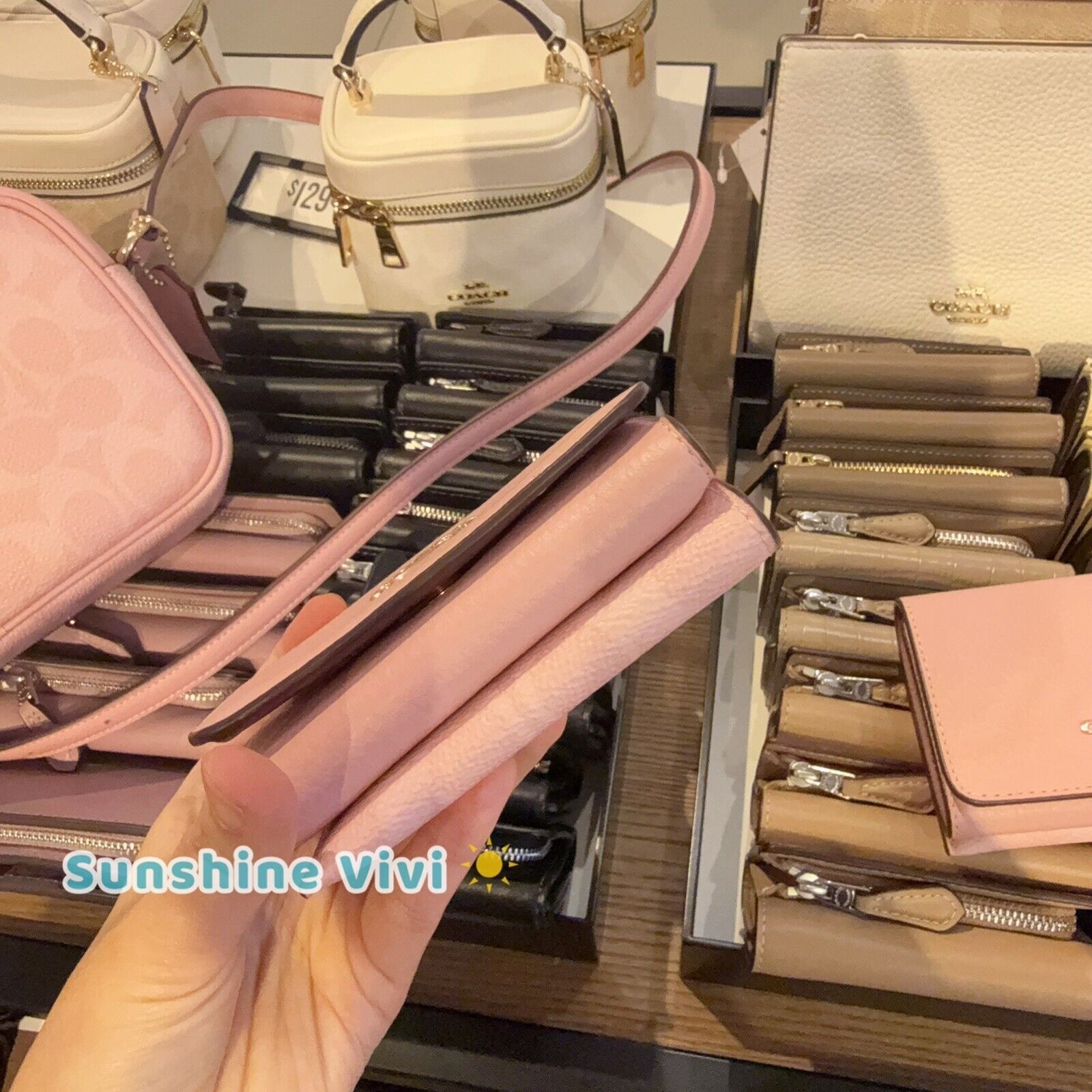 Coach NWT Coach Card Holder Wallet Canvas CZ034 Powder Pink Size ONE SIZE - 2 Thumbnail