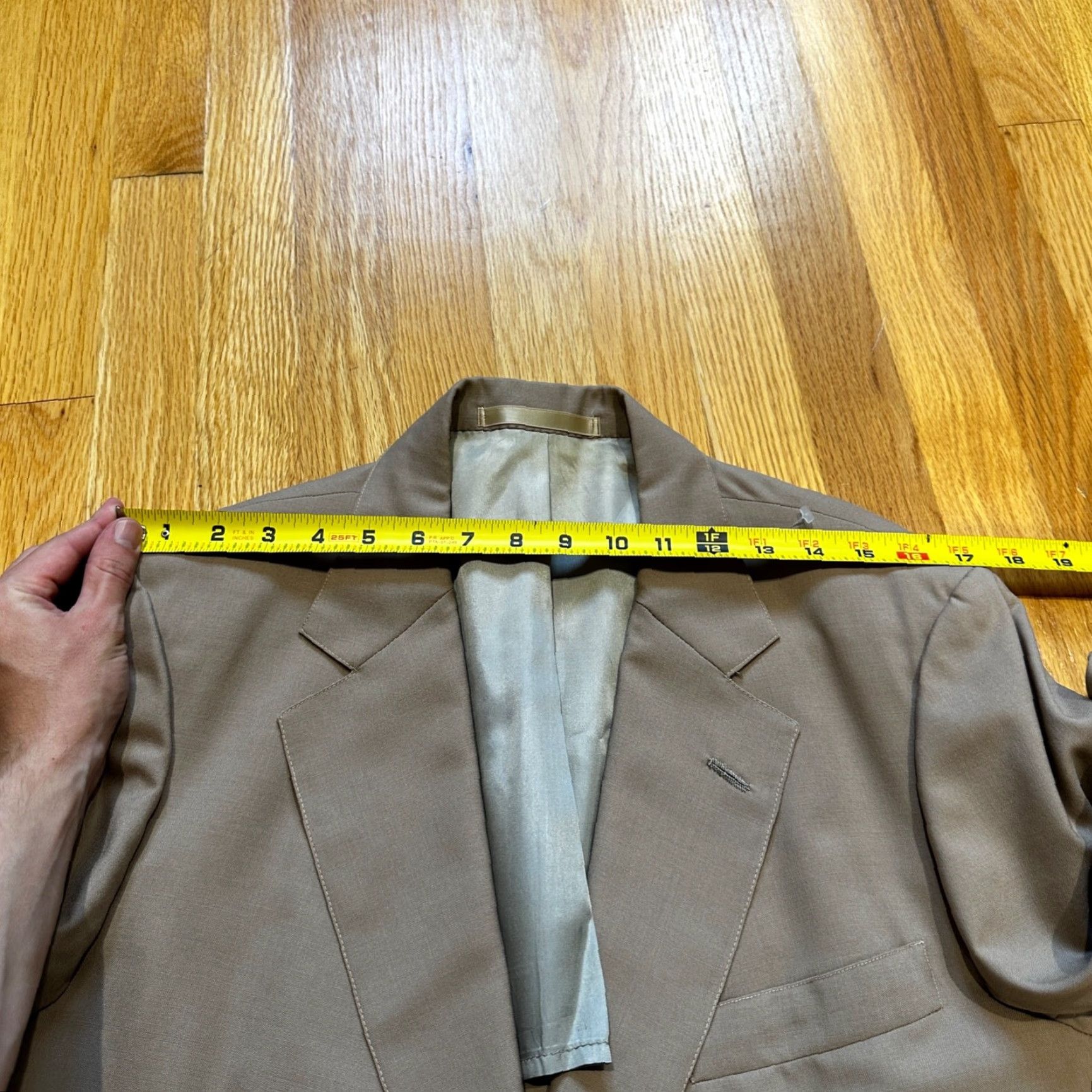 Vintage VINTAGE 1960s Rockabilly Beige Wool Suit Jacket Mens Size 44 Regular Waist 36 Inseam 29 Pants Size 44R - 7 Thumbnail