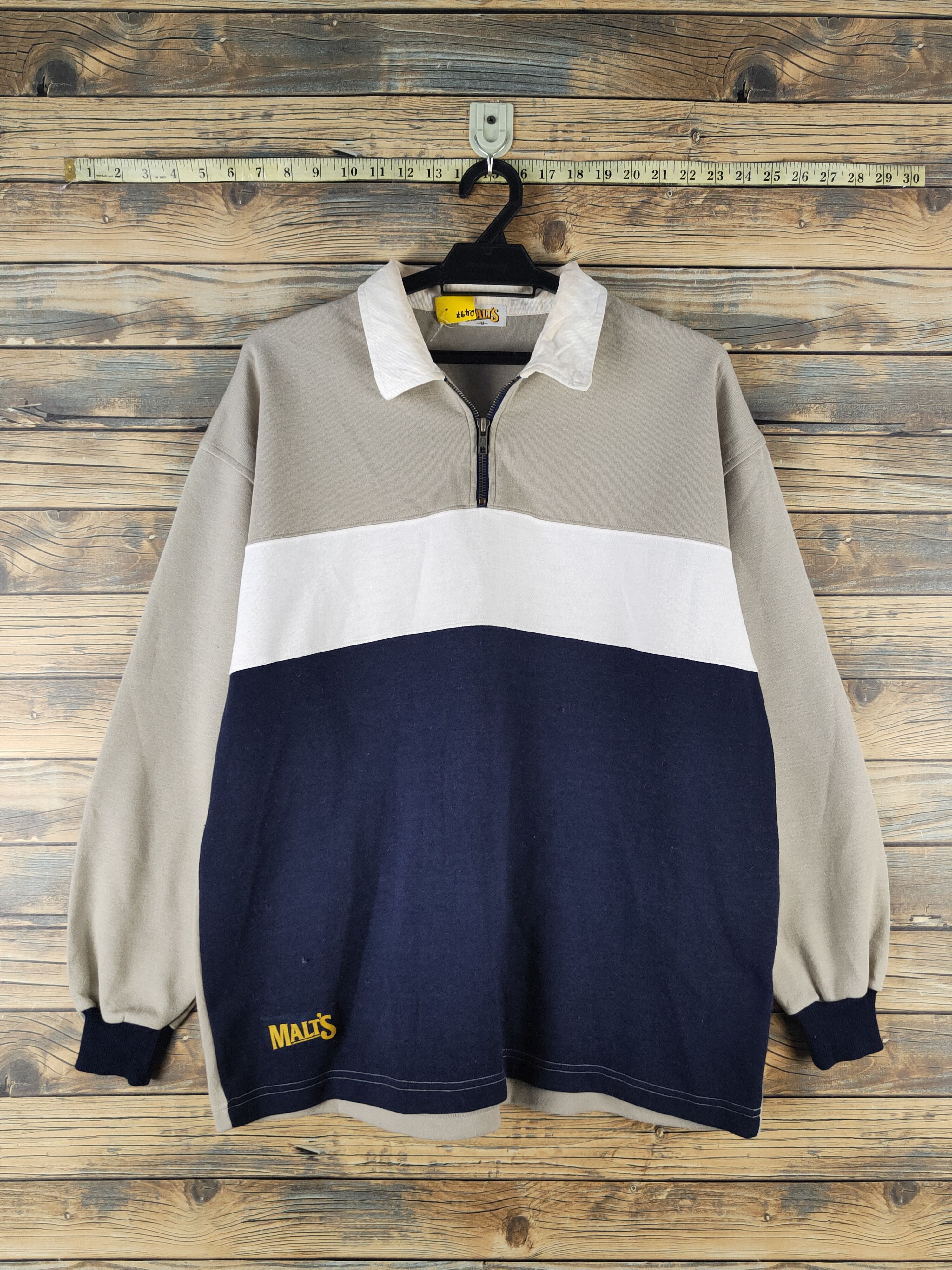 Vintage DL Malt's vintage Navy Beige Sweatshirts #2497 Size US M / EU 48-50 / 2 - 1 Thumbnail
