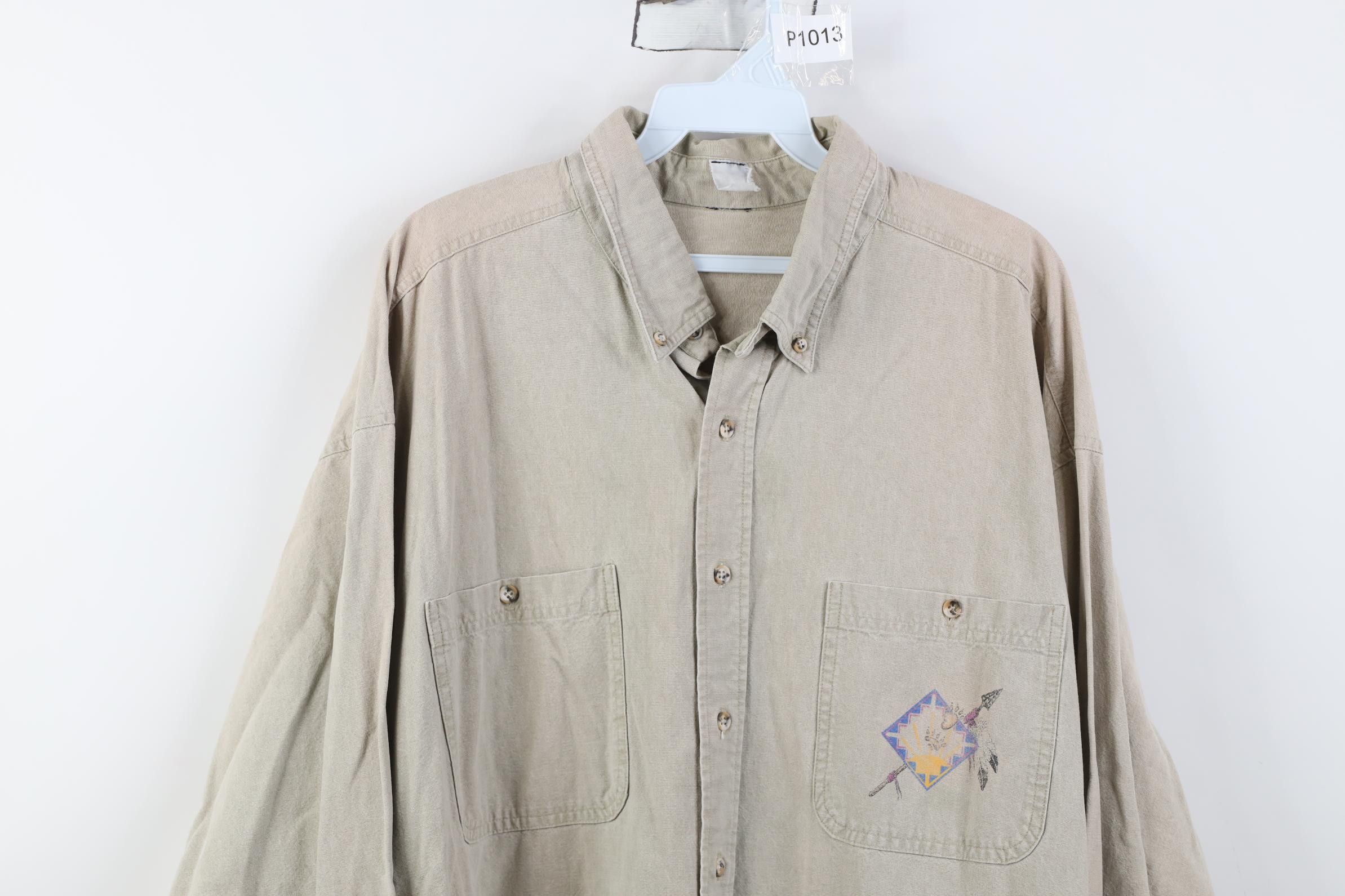 Vintage Vintage 90s Streetwear Stonewash Southwestern Feather Shirt Size US XXL / EU 58 / 5 - 2 Thumbnail