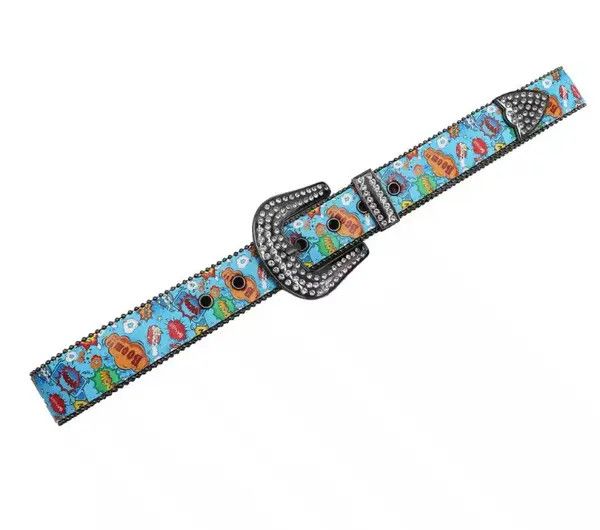 Japanese Brand Harada x Aoba Cloud Letter Printed PU Leather Belt Size ONE SIZE - 4 Thumbnail