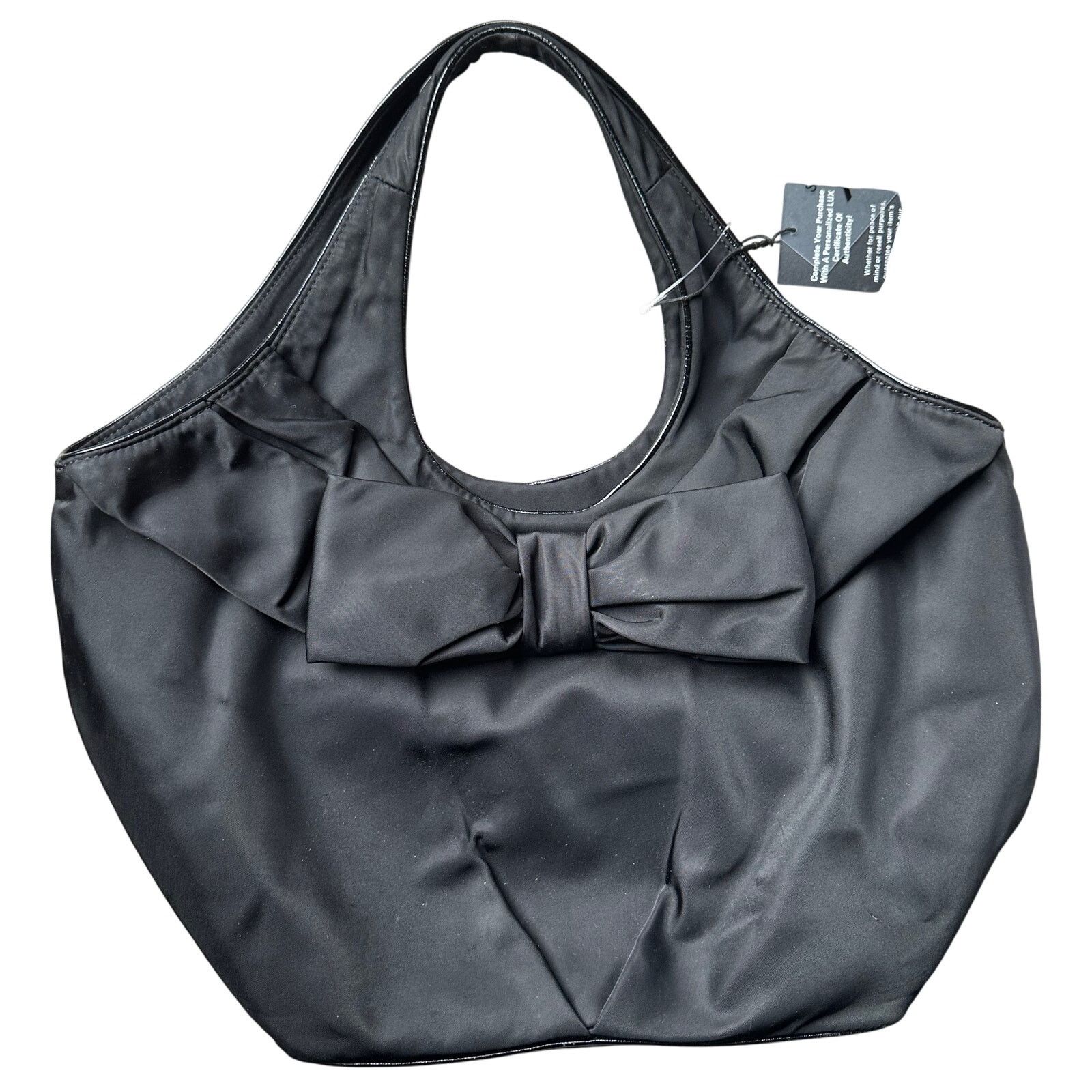 Kate Spade Kate Spade Black Nylon Ribbon Handbag - Polka Dot Interior Size ONE SIZE - 10 Thumbnail