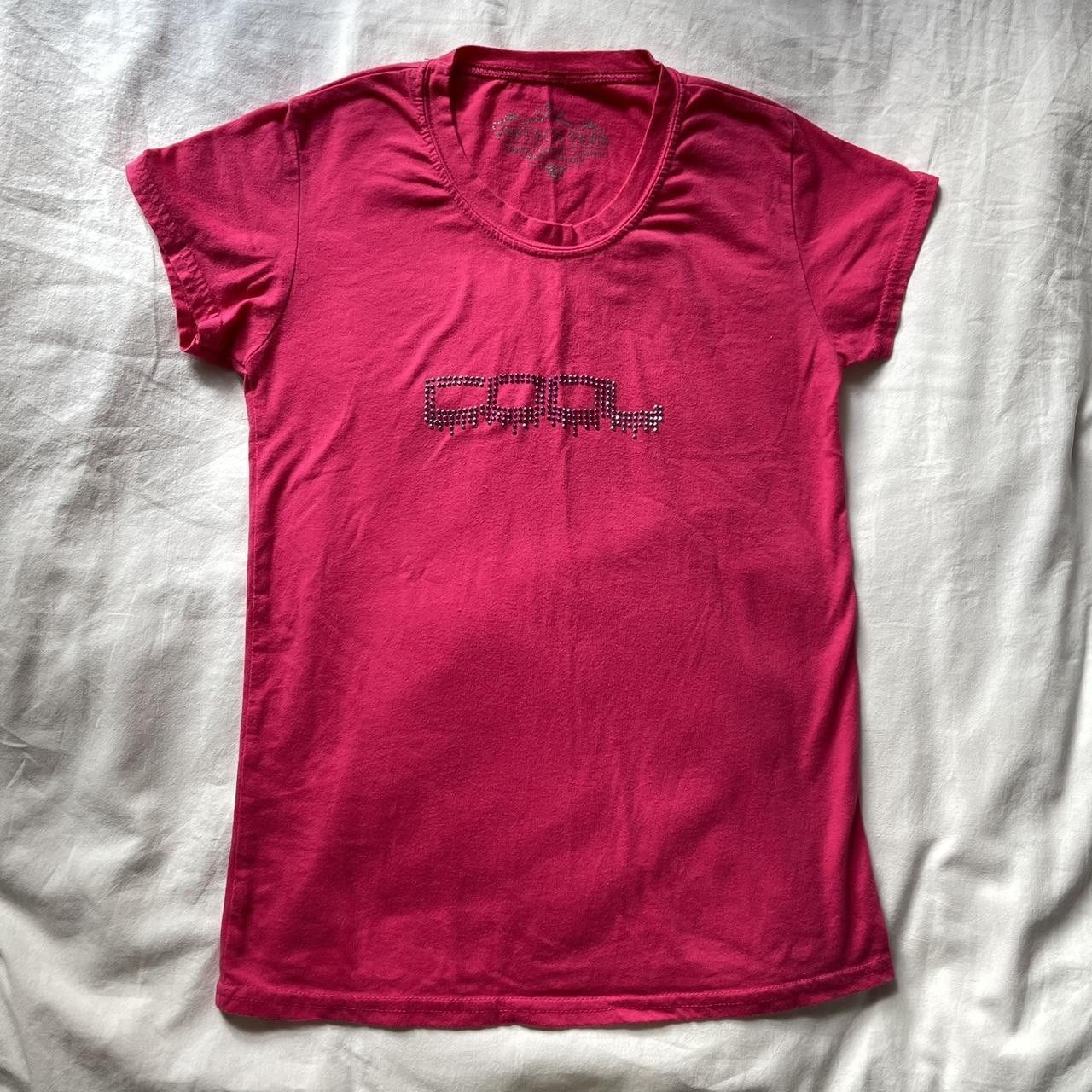 Vintage Pink Y2K “Cool” Rhinestone Tee Size ONE SIZE - 7 Thumbnail