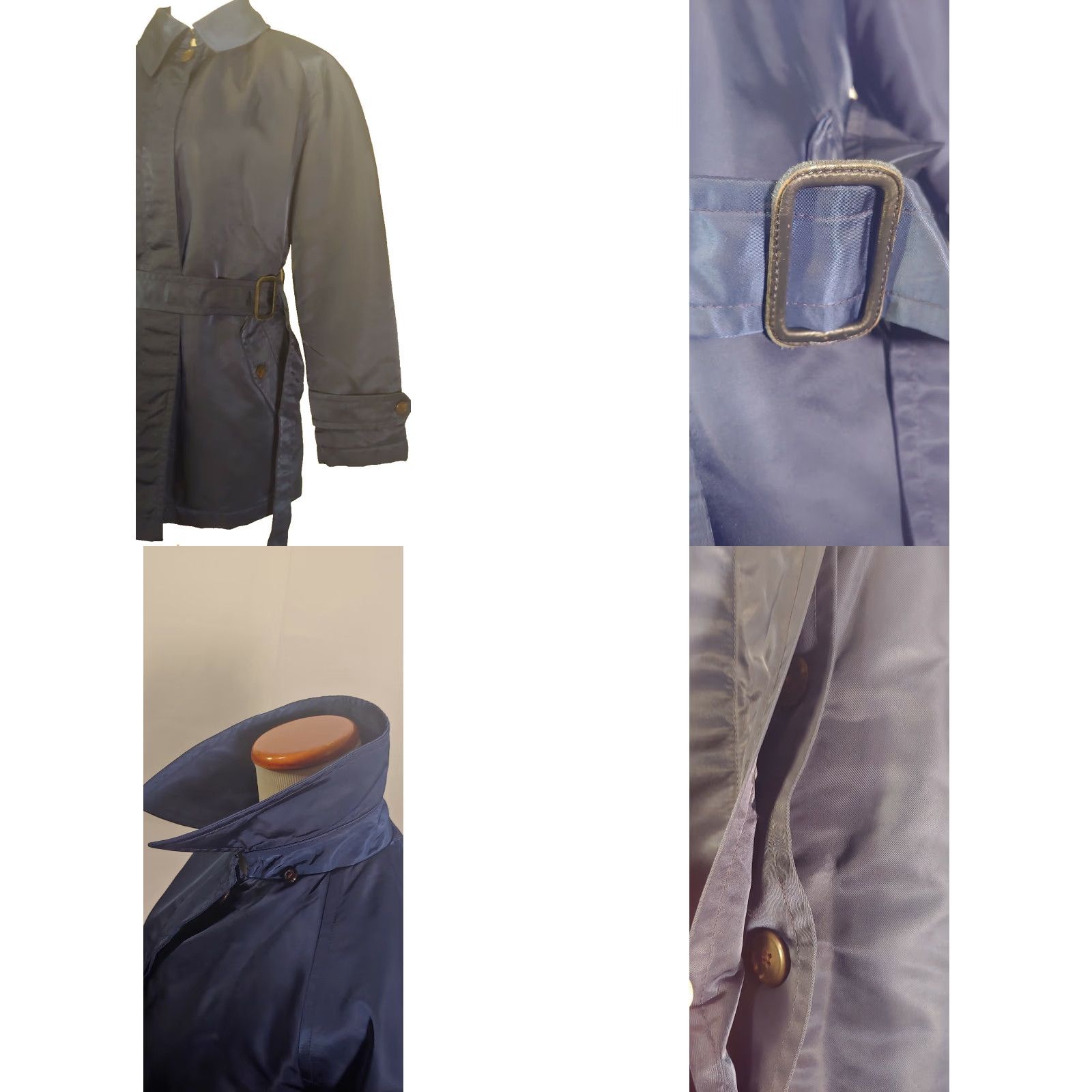 Ralph Lauren VINTAGE Ralph Lauren Coat Jacket Belted Blue Satin Acetate Small Belted Jacket Womens Satin Look 90s Old Money Size S / US 4 / IT 40 - 8 Thumbnail