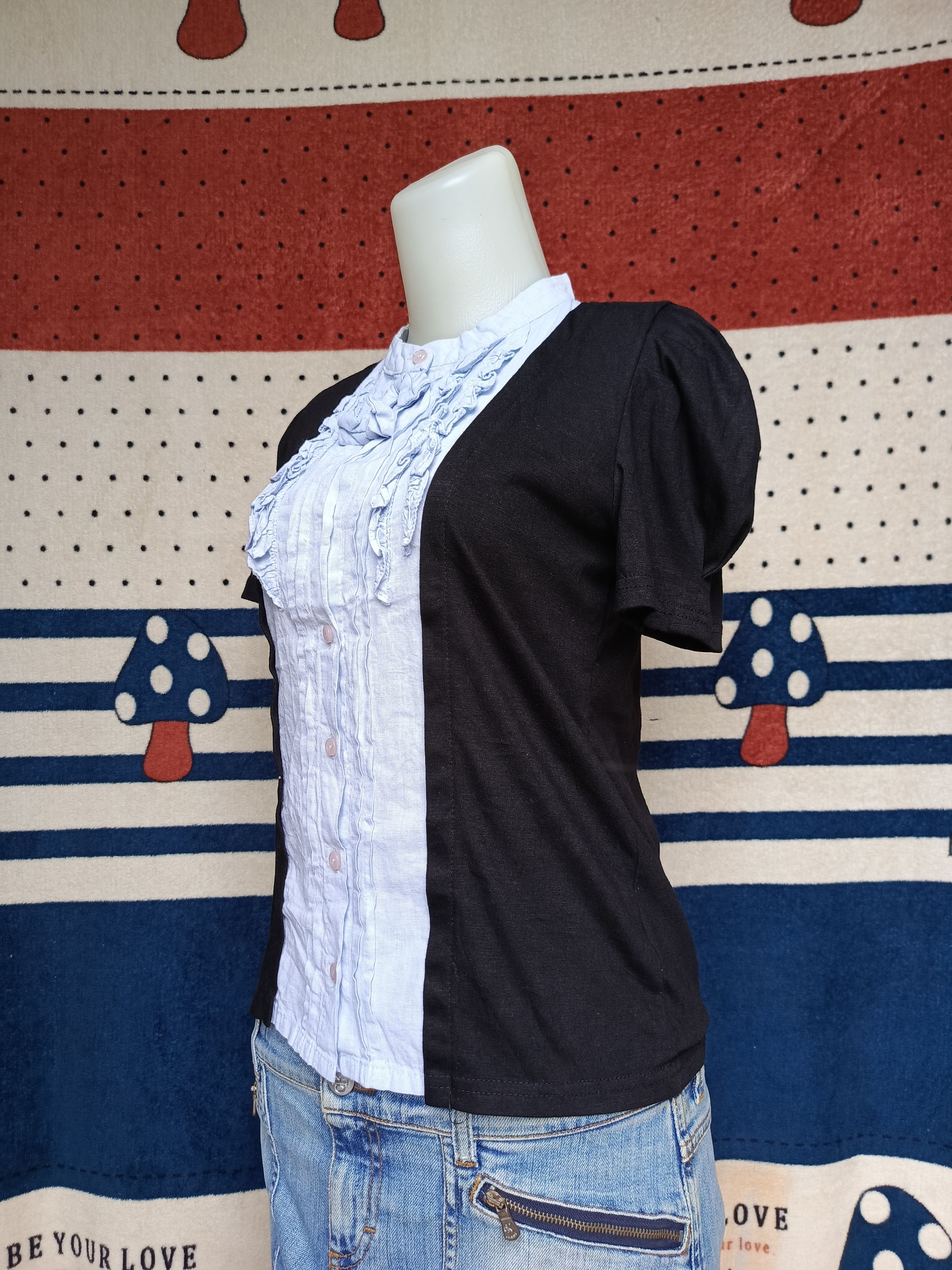 Designer × Other Mesense black blue blouse shirt Size M / US 6-8 / IT 42-44 - 2 Thumbnail